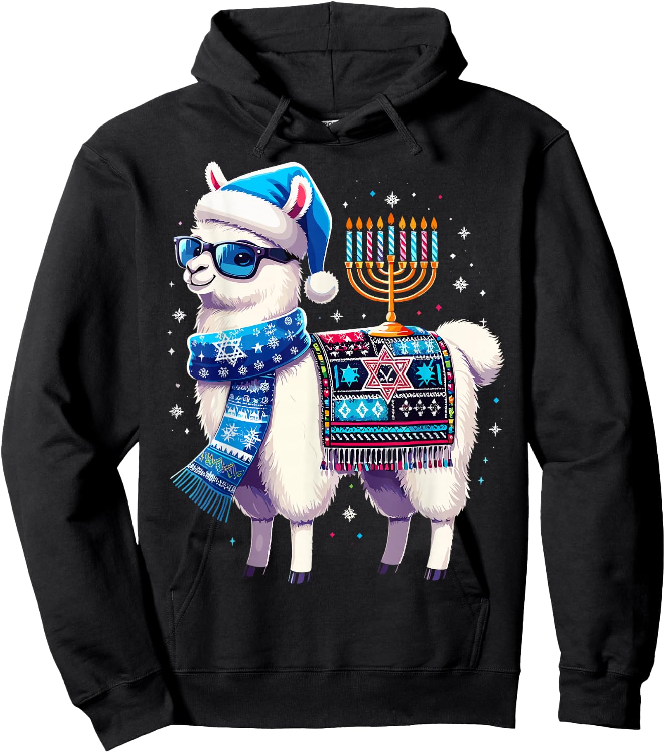 Hanukkah Llama Alpaca Chanukah Hoodie - Hoodie | Black