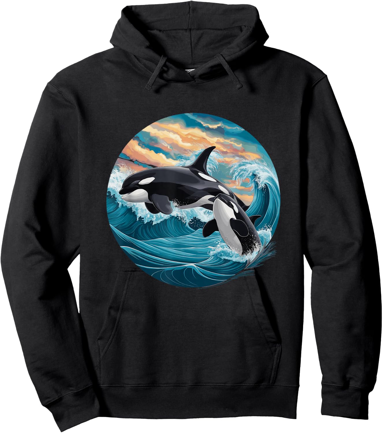 Killer Whale Ocean Orca Waves Boys Kids Orca Hoodie - Hoodie | Black