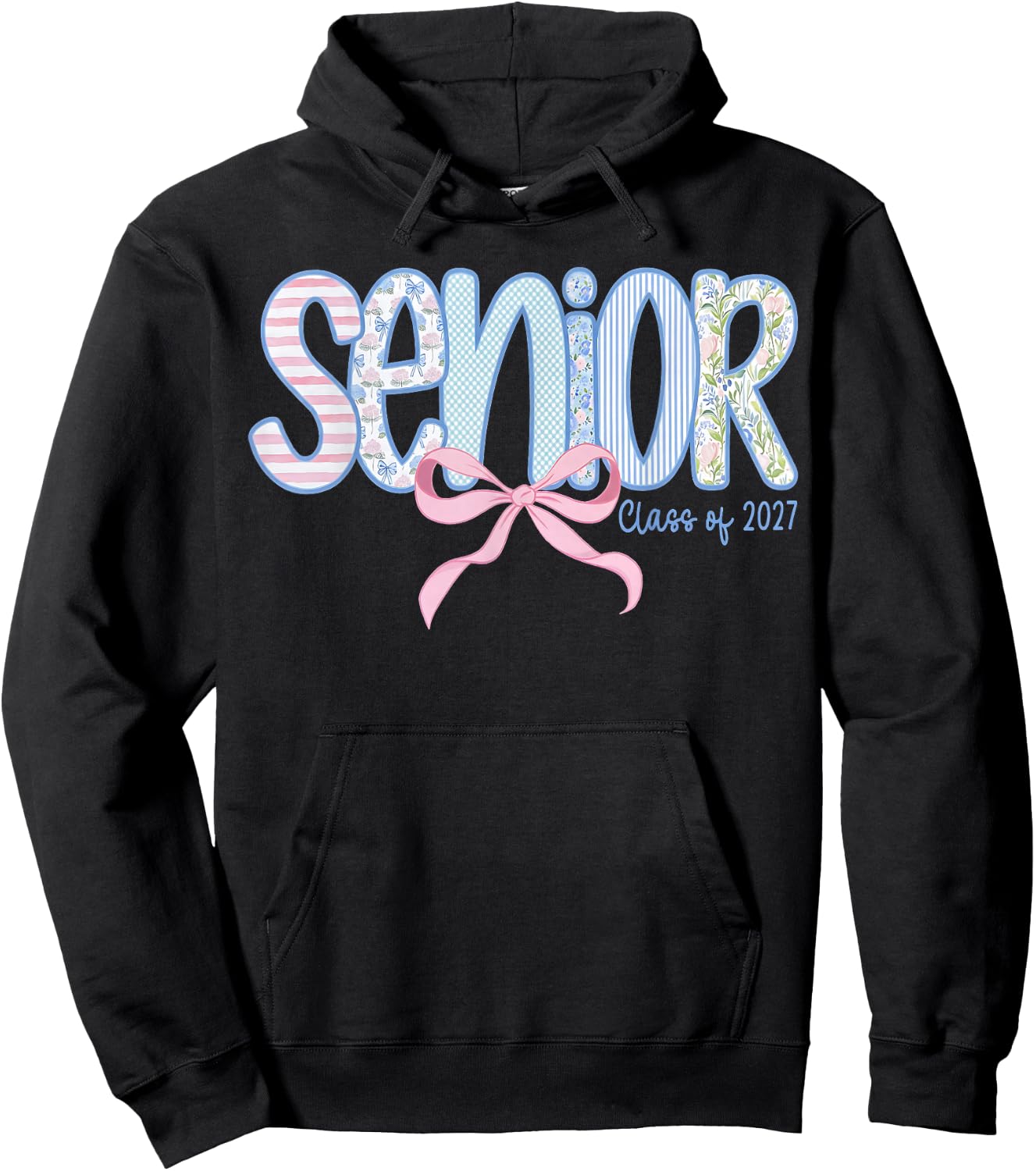 Girl Senior 2027 Class of 2027 Coquette Bow Graduation Grad Hoodie - Hoodie | Black