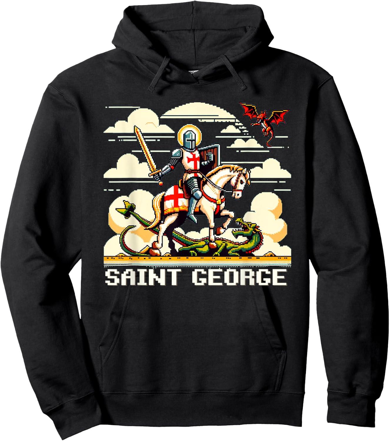 Saint George and the Dragon England Catholic Video Game Hoodie - Hoodie | Black