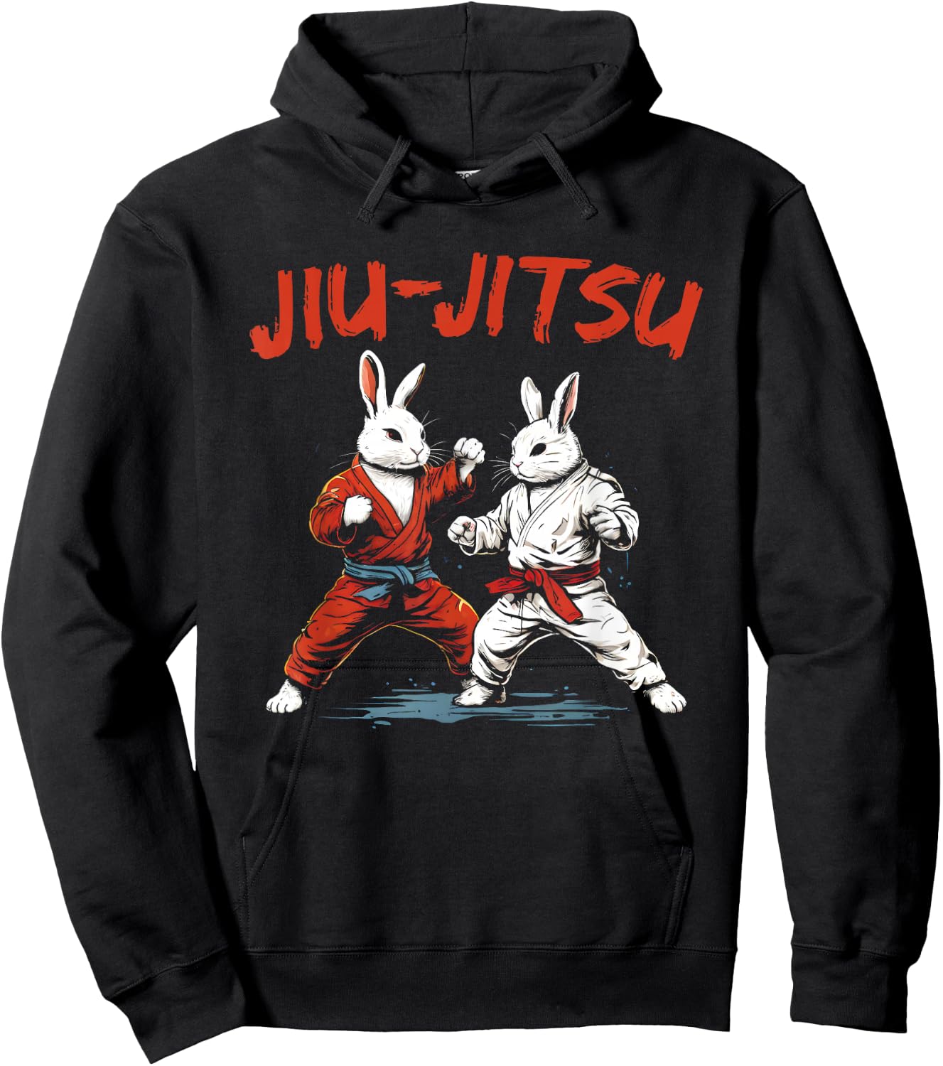 Jiu-Jitsu Bunnies - Vintage Martial Arts Rabbit Lover Hoodie - Hoodie | Black