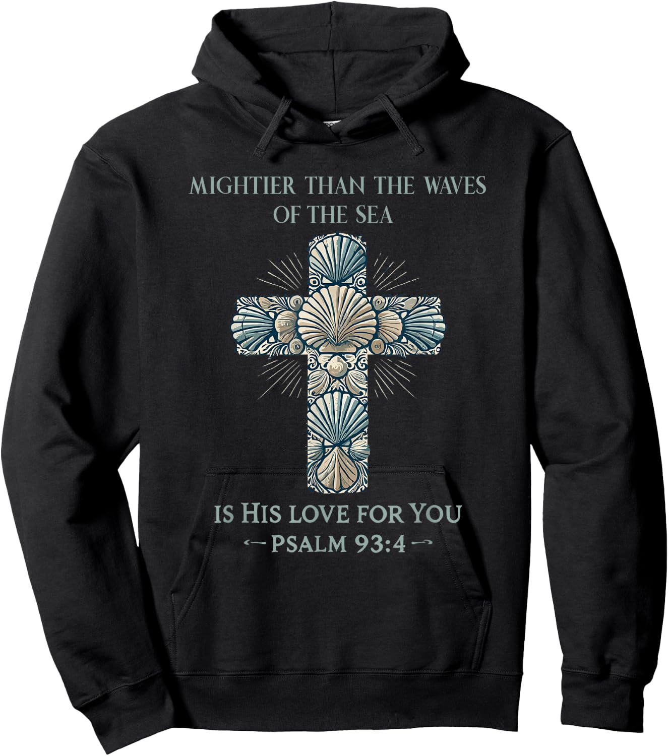 Christian Seashell Style Beach Hoodie - Hoodie | Black