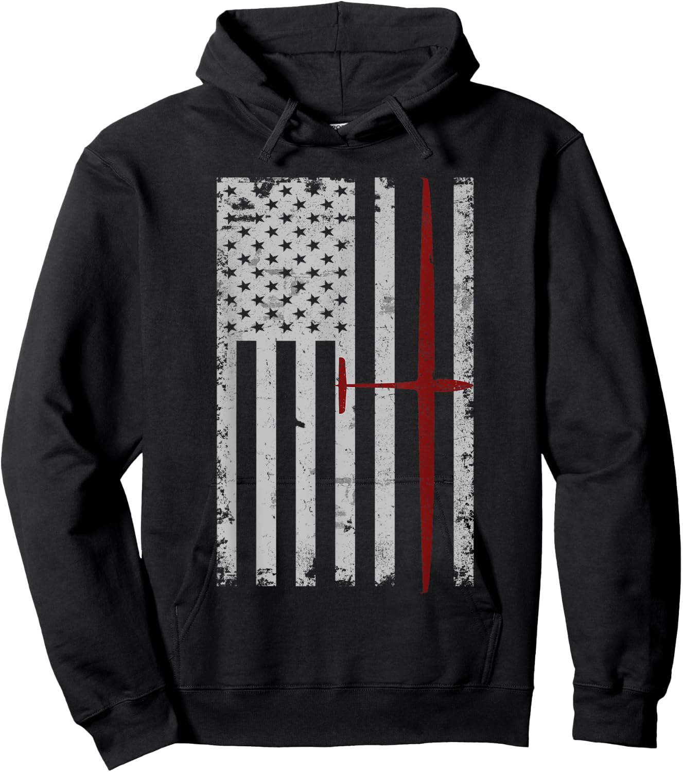 Glider Sailplane Pilot Patriotic Flag Soaring Hoodie - Hoodie | Black