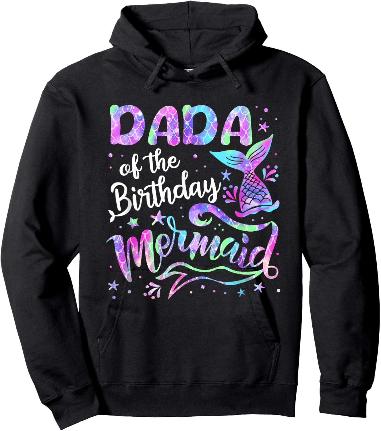 Dada Of The Birthday Mermaid Family Matching Birthday Hoodie - Hoodie | Black