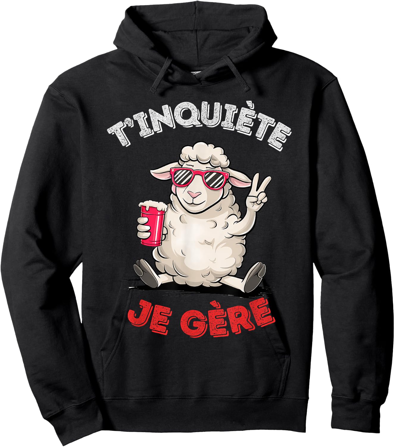 Mouton Accessory Humour Beer Aperitif T'inquiète Je Gère Hoodie - Hoodie | Black