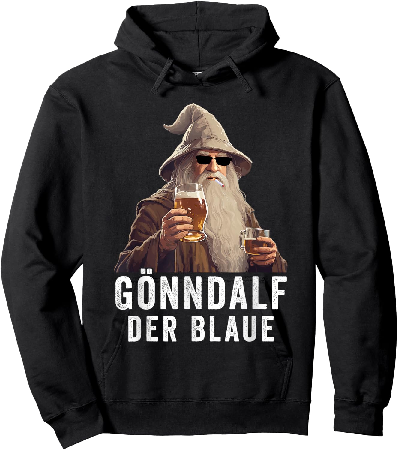 Gönndalf der blaue Bierdrinker Saufen Beer , black Hoodie - Hoodie | Black