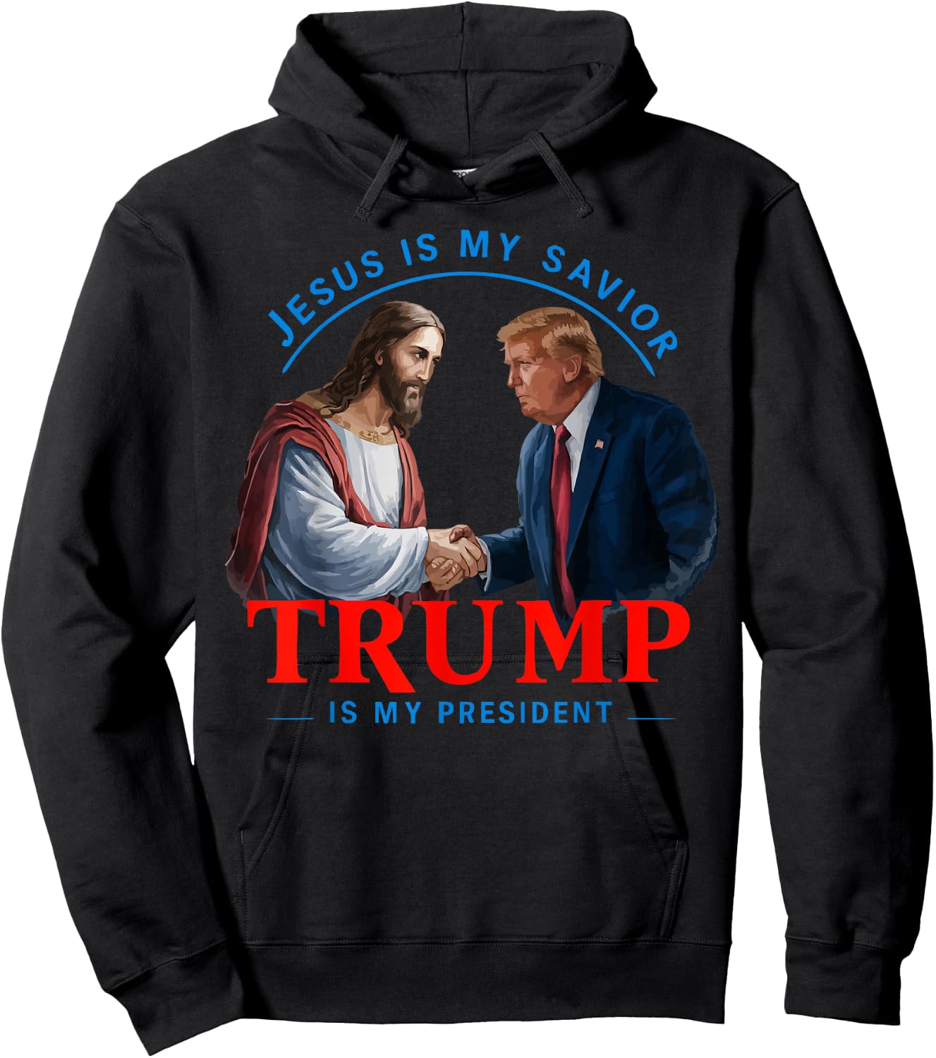 American Flag Jesus Is My Savior Trump Is My President , Black, S Hoodie - Hoodie | Black