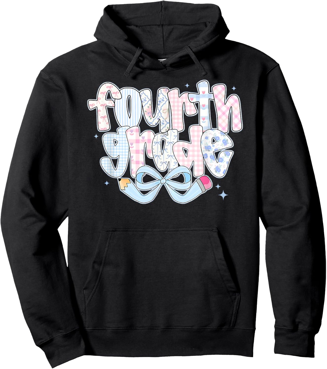 Preppy Fourth Grade Back To School Coquette 4th Grade Hoodie - Hoodie | Black