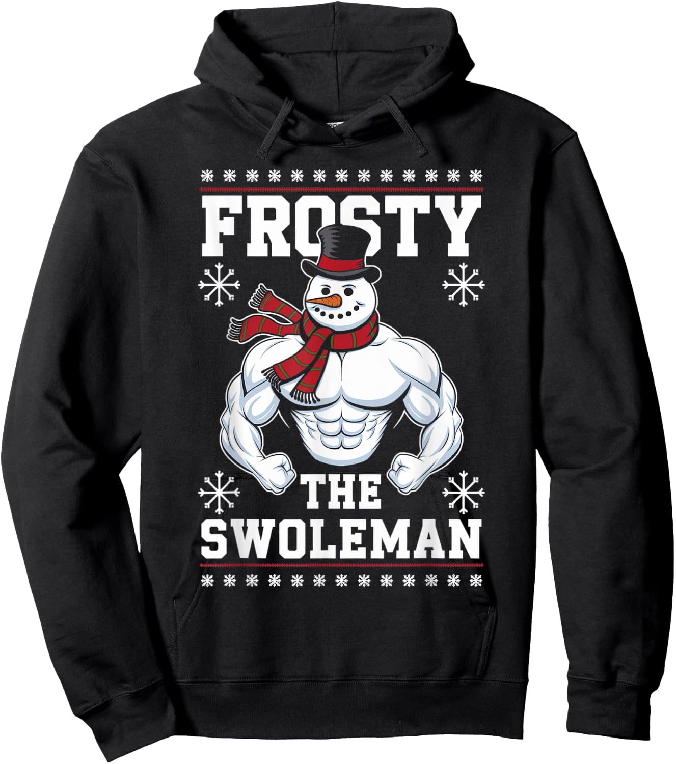Frosty the Swoleman Christmas Gym Humor Hoodie - Hoodie | Black