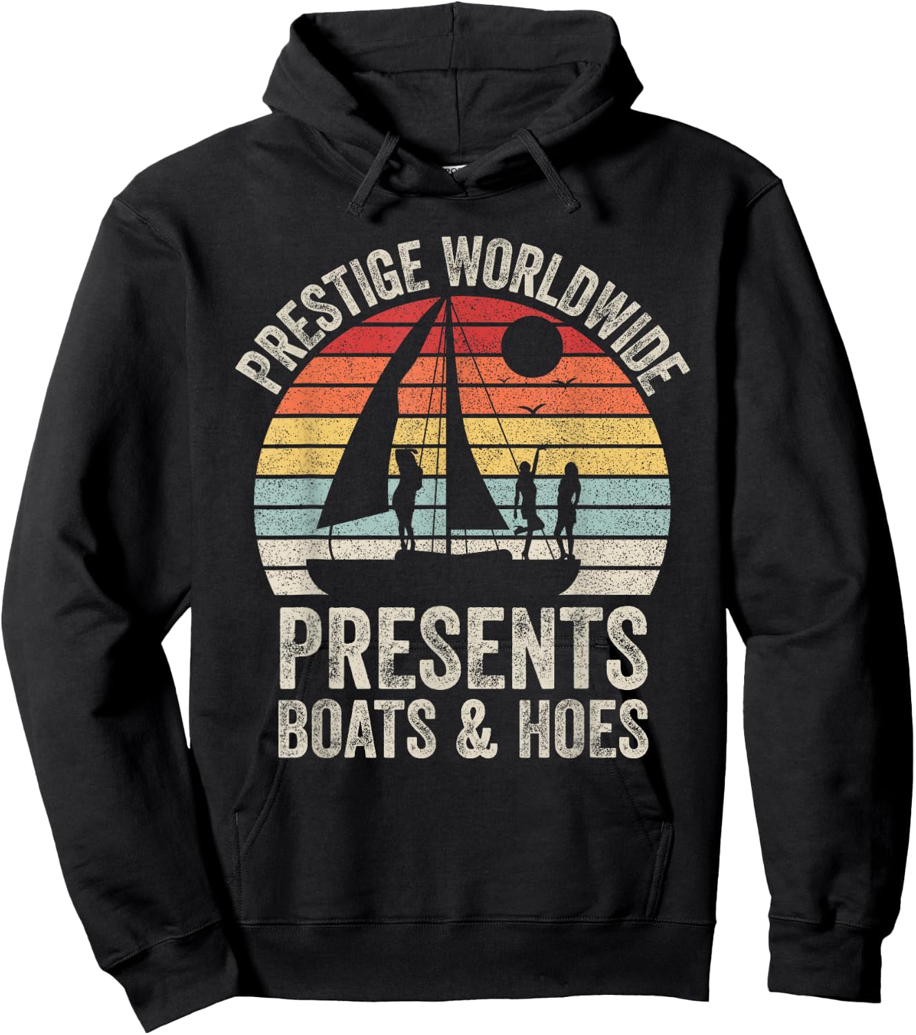 Vintage Retro Prestige Worldwide Presents Boats and Hoes Hoodie - Hoodie | Black