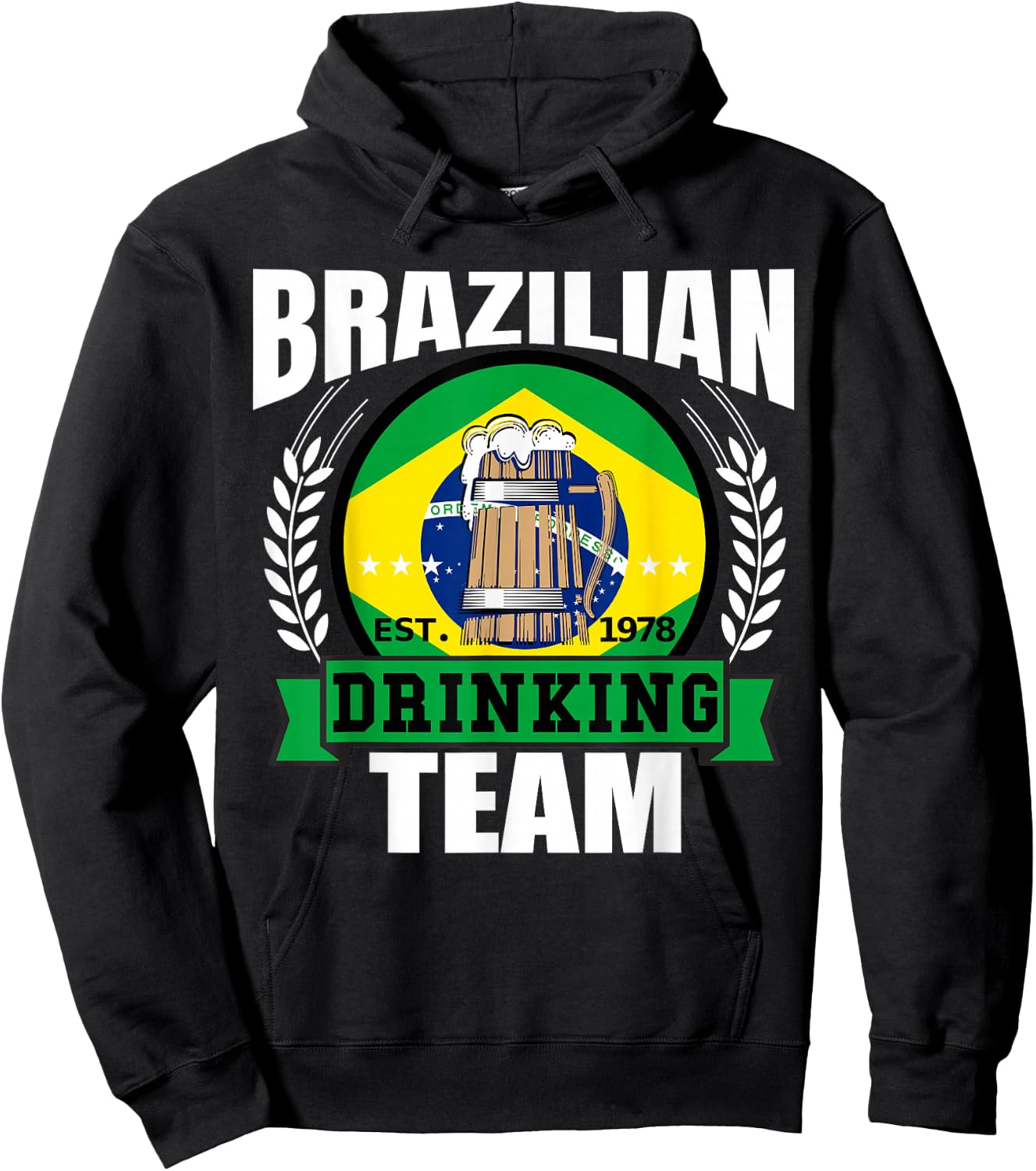 Brazil Drinking Team Funny Brazilian Flag Beer Party Gift Hoodie - Hoodie | Black