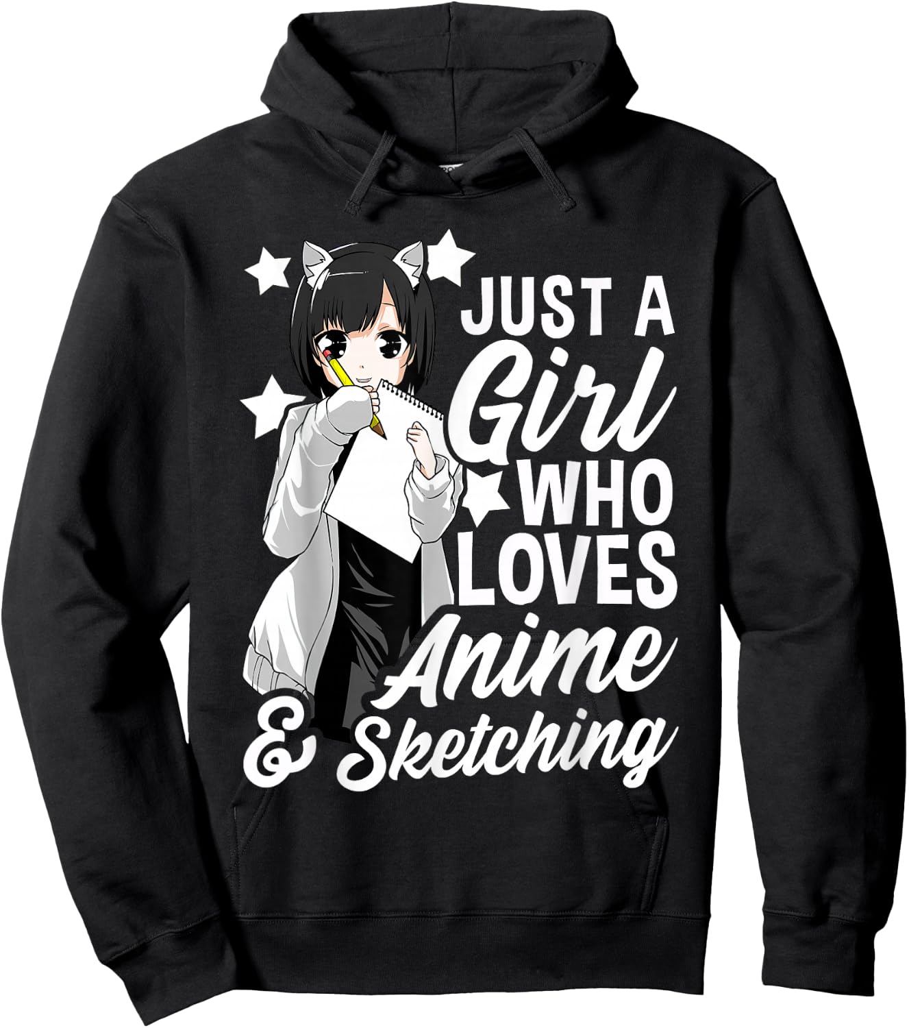 Just A Girl Who Loves Anime and Sketching Drawing Hoodie - Hoodie | Black