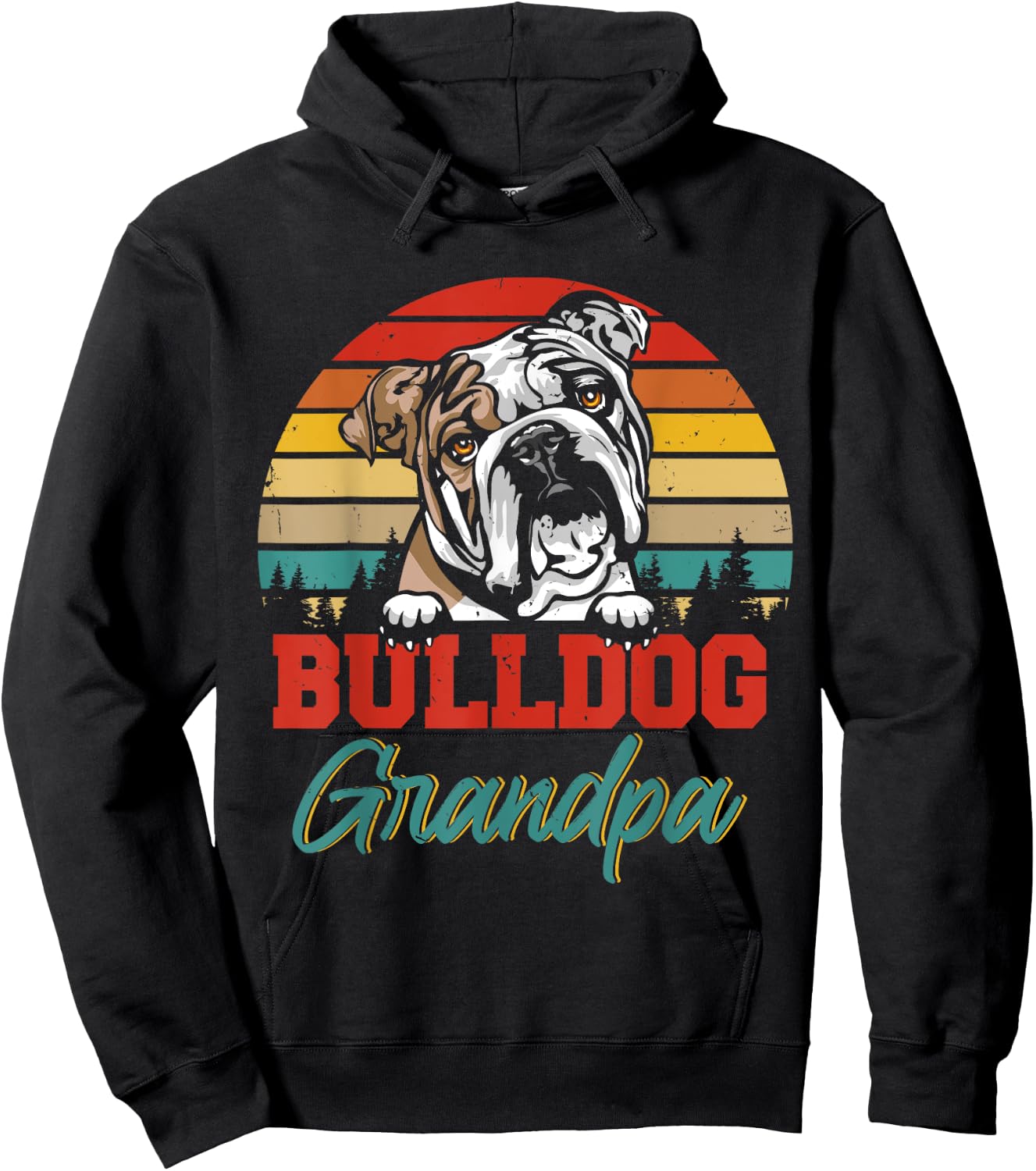 Vintage Retro Bulldog Grandpa Cool Father's Day Dog Lover Women Hoodie - Hoodie | Black