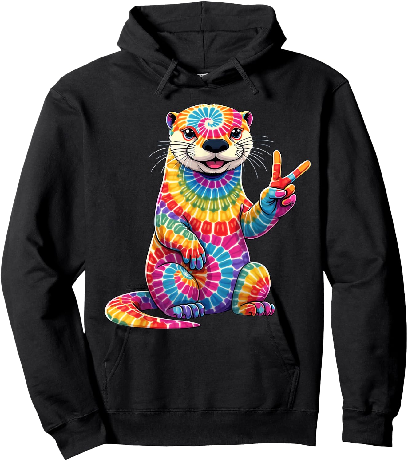Tie Dye Otter Colorful Hippie Otter Rainbow Hoodie - Hoodie | Black