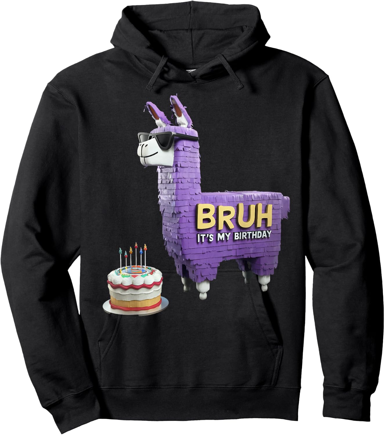 Bruh Its My Birthday Llama Pinata Boy Girl Family Party Bday Hoodie - Hoodie | Black