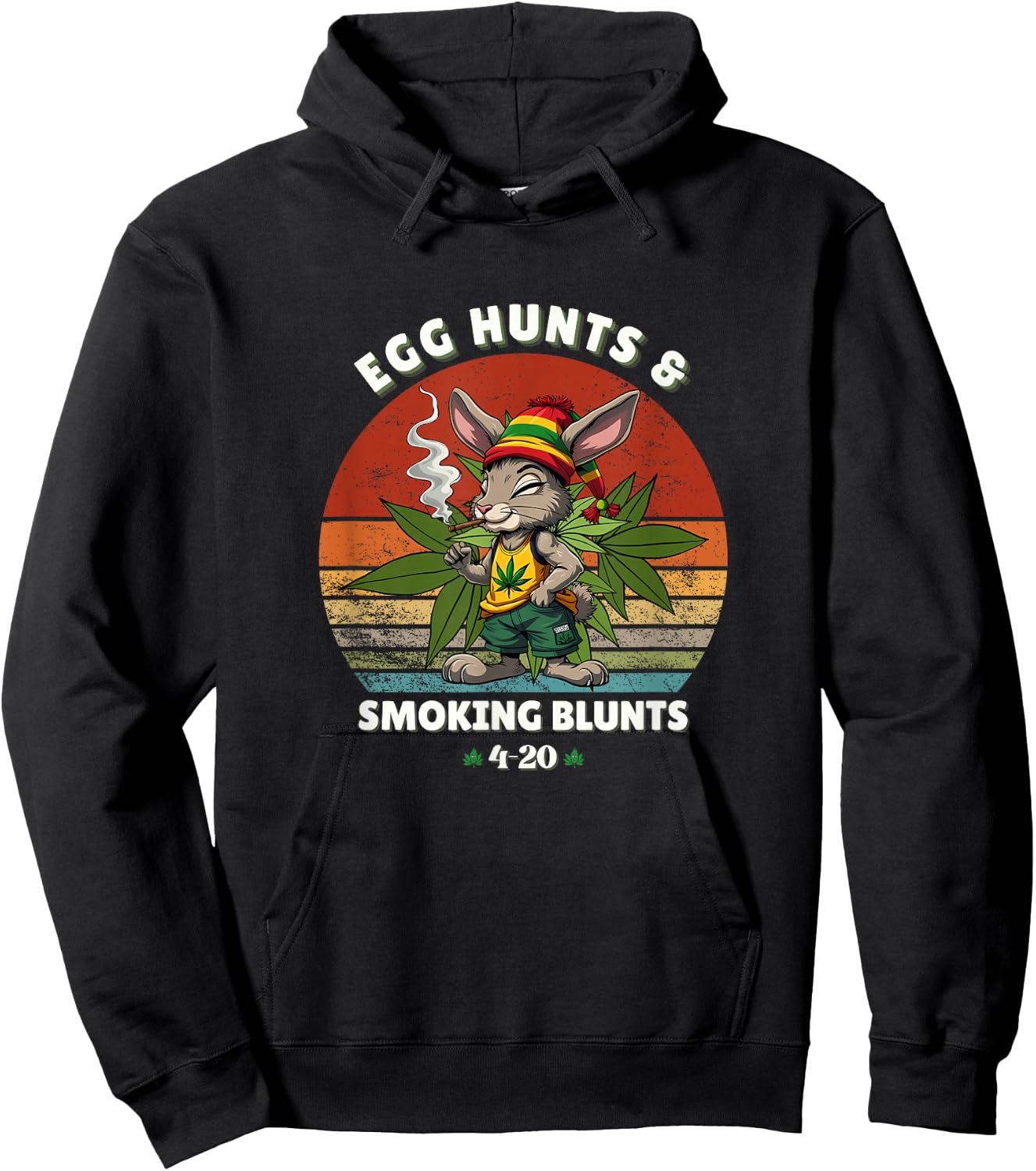 Stoned Easter Bunny With Joint 4/20 Marijuana Easter 420 Day Hoodie - Hoodie | Black