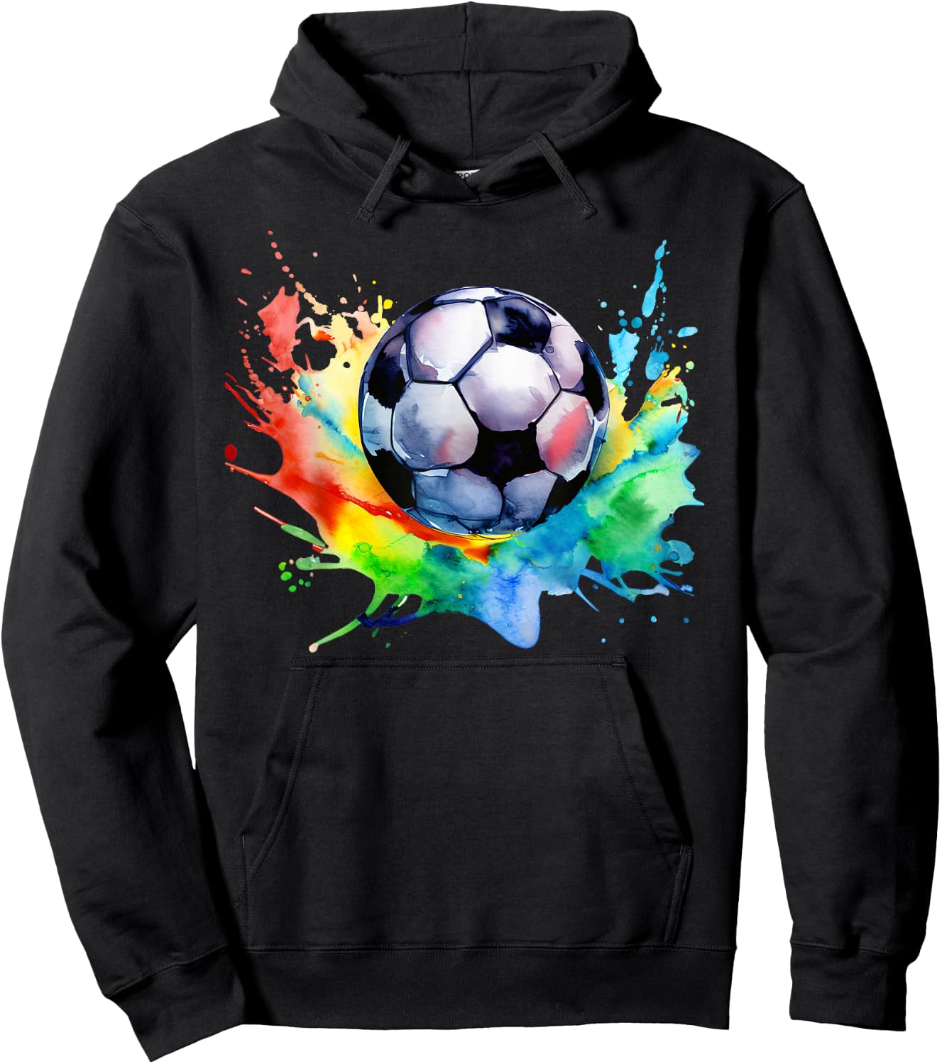 Football Watercolor Soccer Ball Artsy Splash Player Team Hoodie - Hoodie | Black