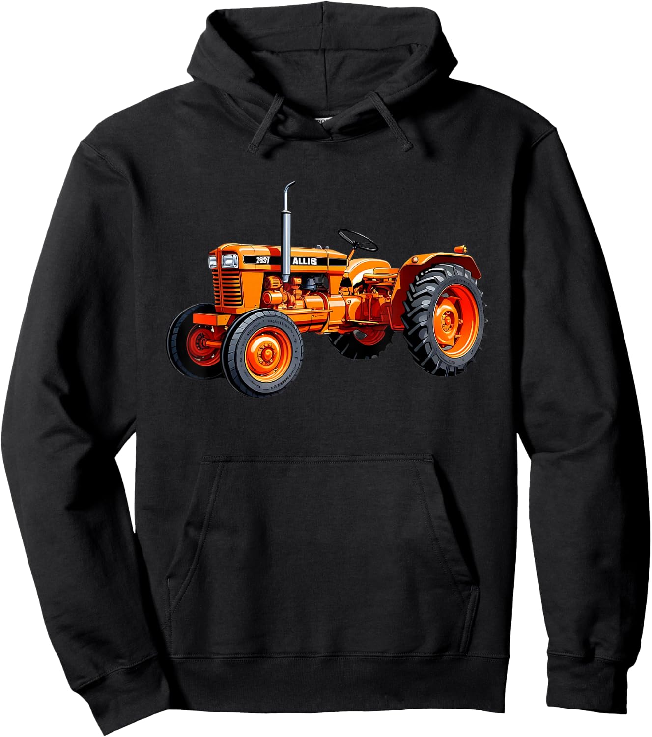 Classic Orange Tractor Retro Farming Design Hoodie - Hoodie | Black