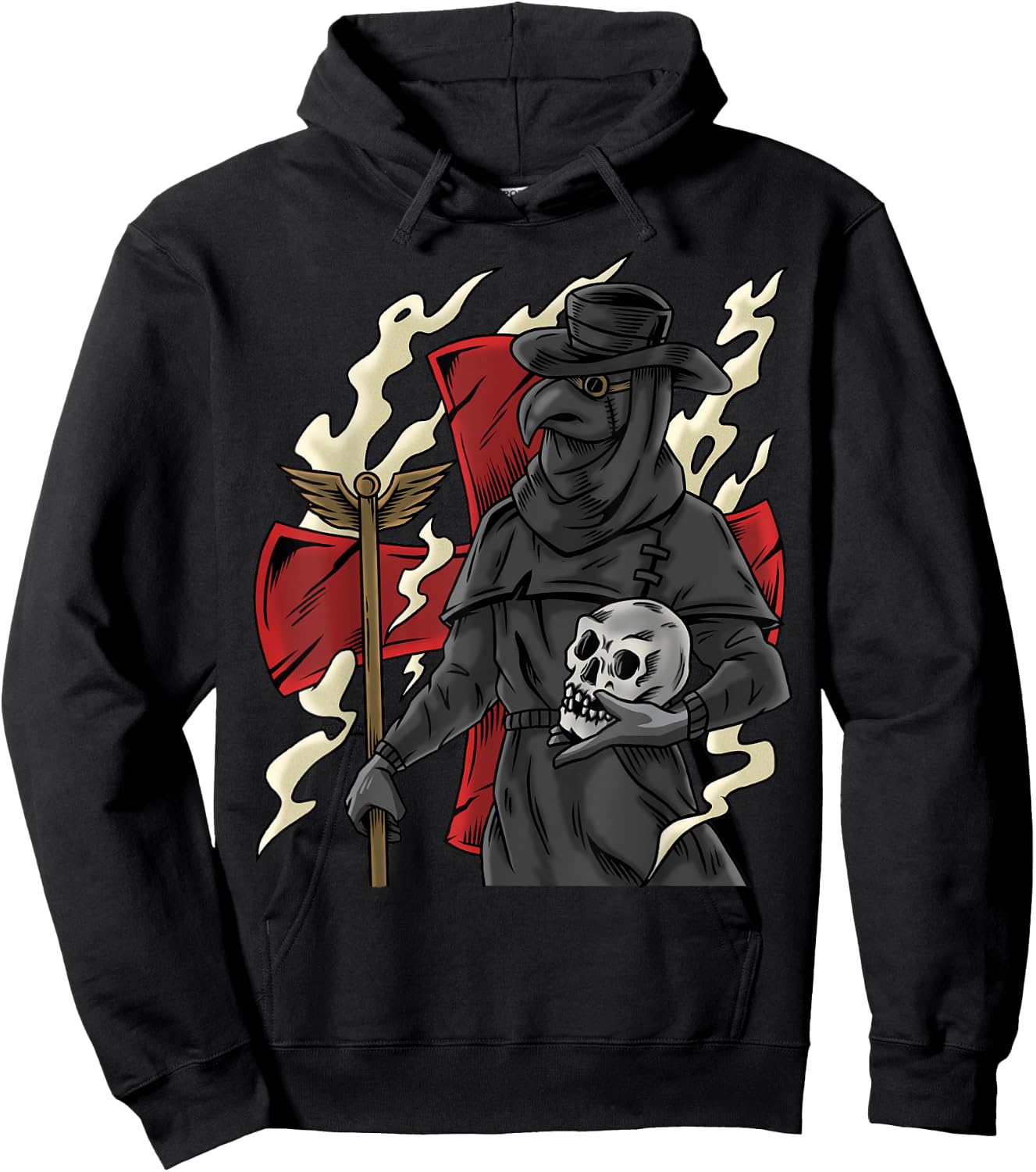 Plague Doctor Goth Skull Occult Black Gothic Steampunk Hoodie - Hoodie | Black