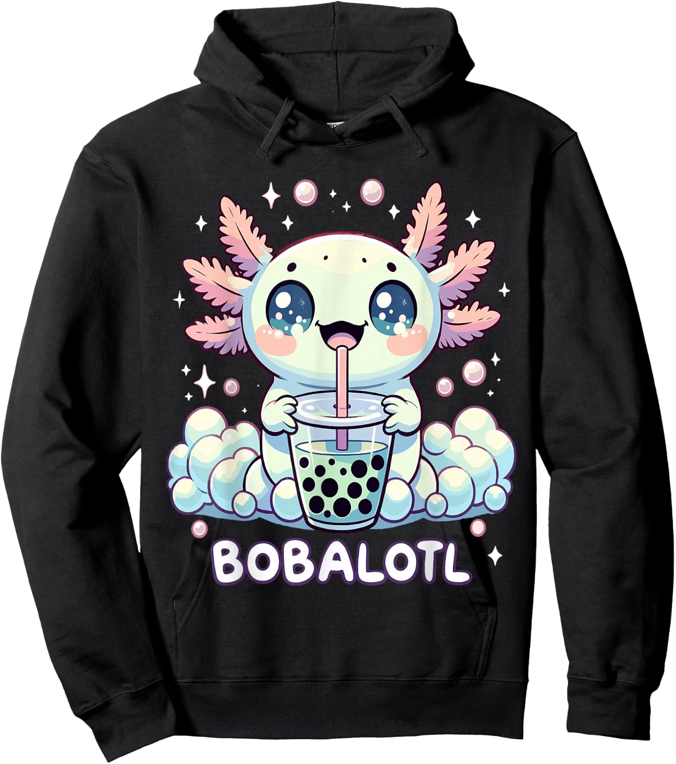 Axolotl Bubble Tea Anime Kawaii Cute Axolotl Hoodie - Hoodie | Black