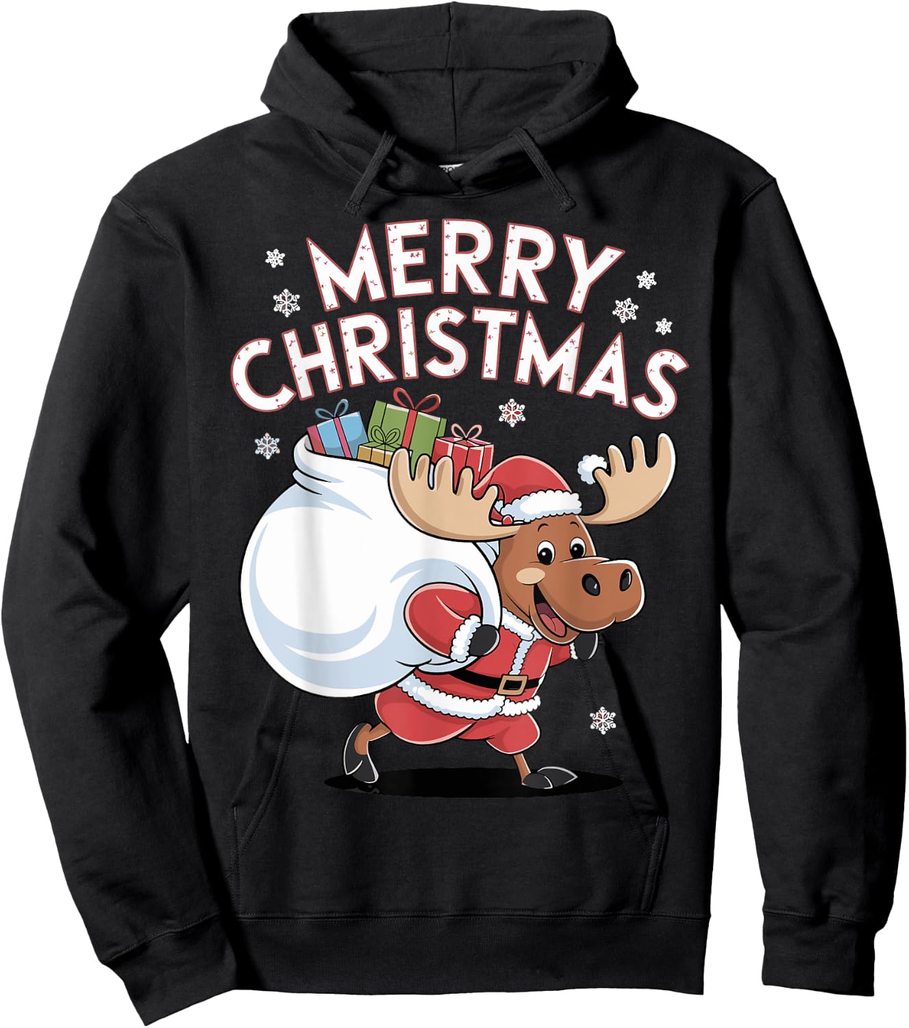 Merry Christmas Moose Hoodie - Hoodie | Black