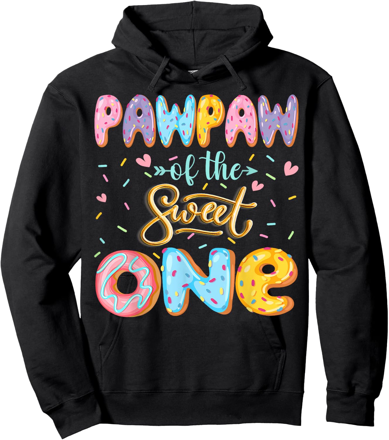 Pawpaw Of The Sweet One 1St Birthday Girl Donut Lover Hoodie - Hoodie | Black