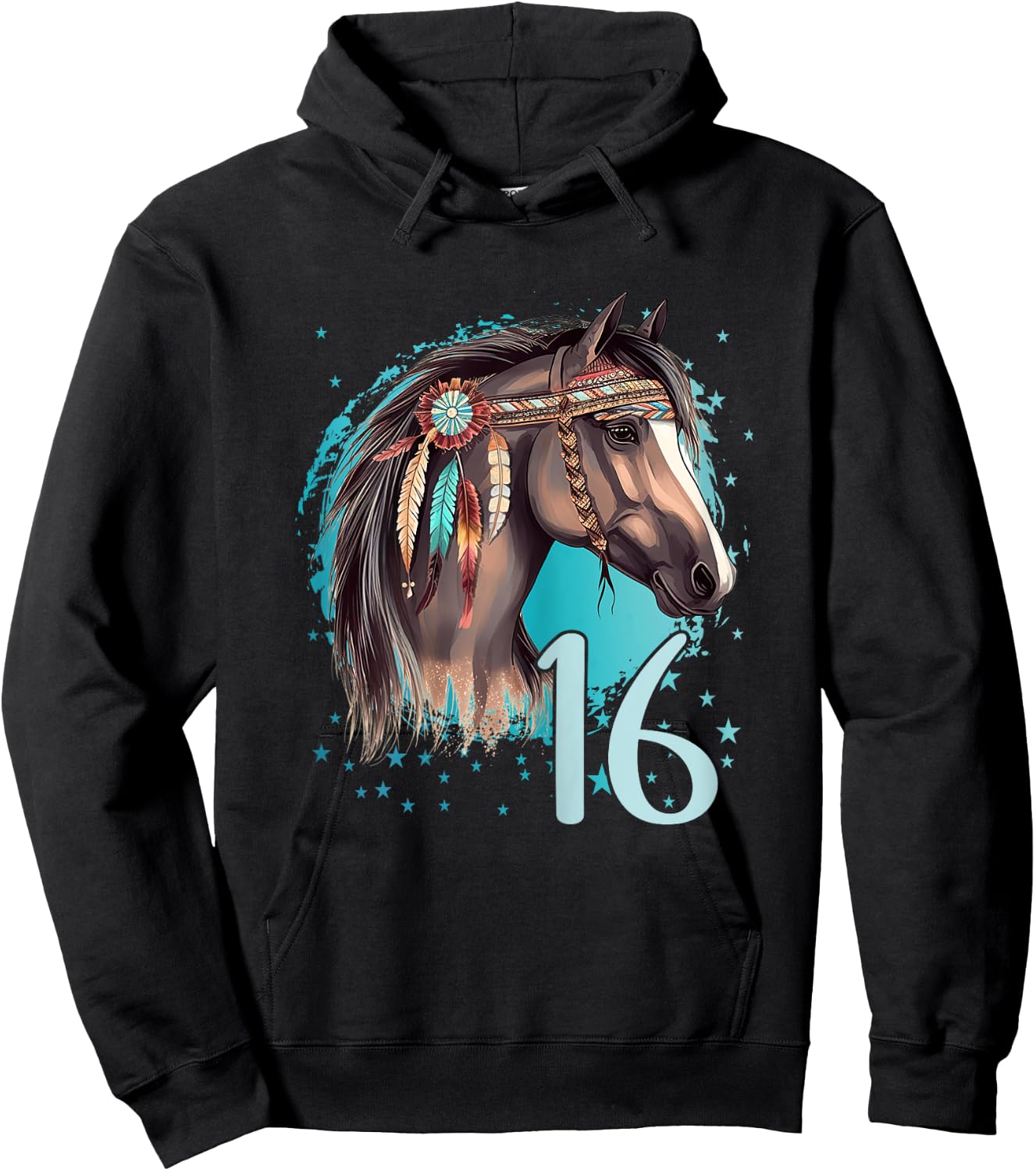 16th Birthday Horse Girl sixteen I Am 16 Birthday Girl Hoodie - Hoodie | Black