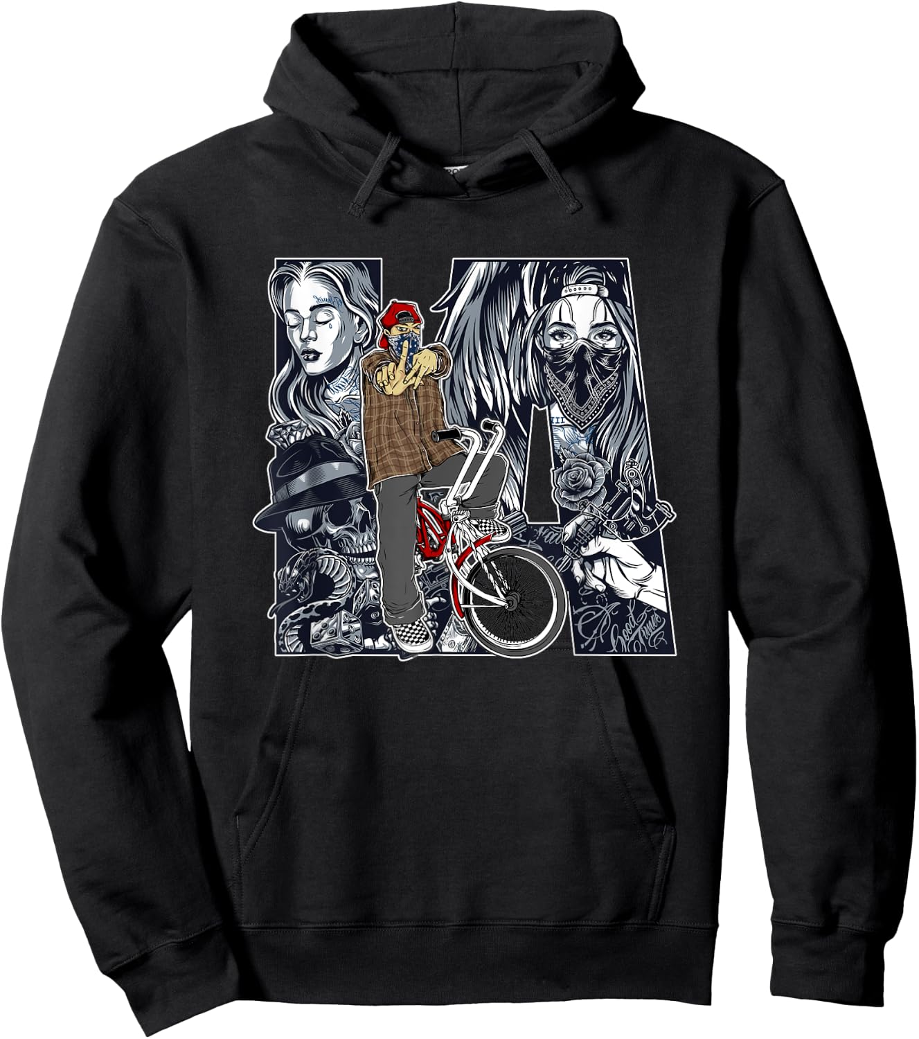 Lowrider Bike, LA Chicano Cholo, Los Angeles Lowrider Hoodie - Hoodie | Black