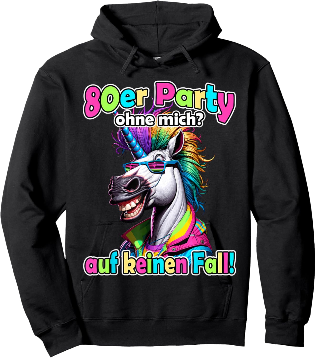 80er Jahre Outfit Herren Motto-Party 80er Jahre Outfit Damen Hoodie - Hoodie | Black