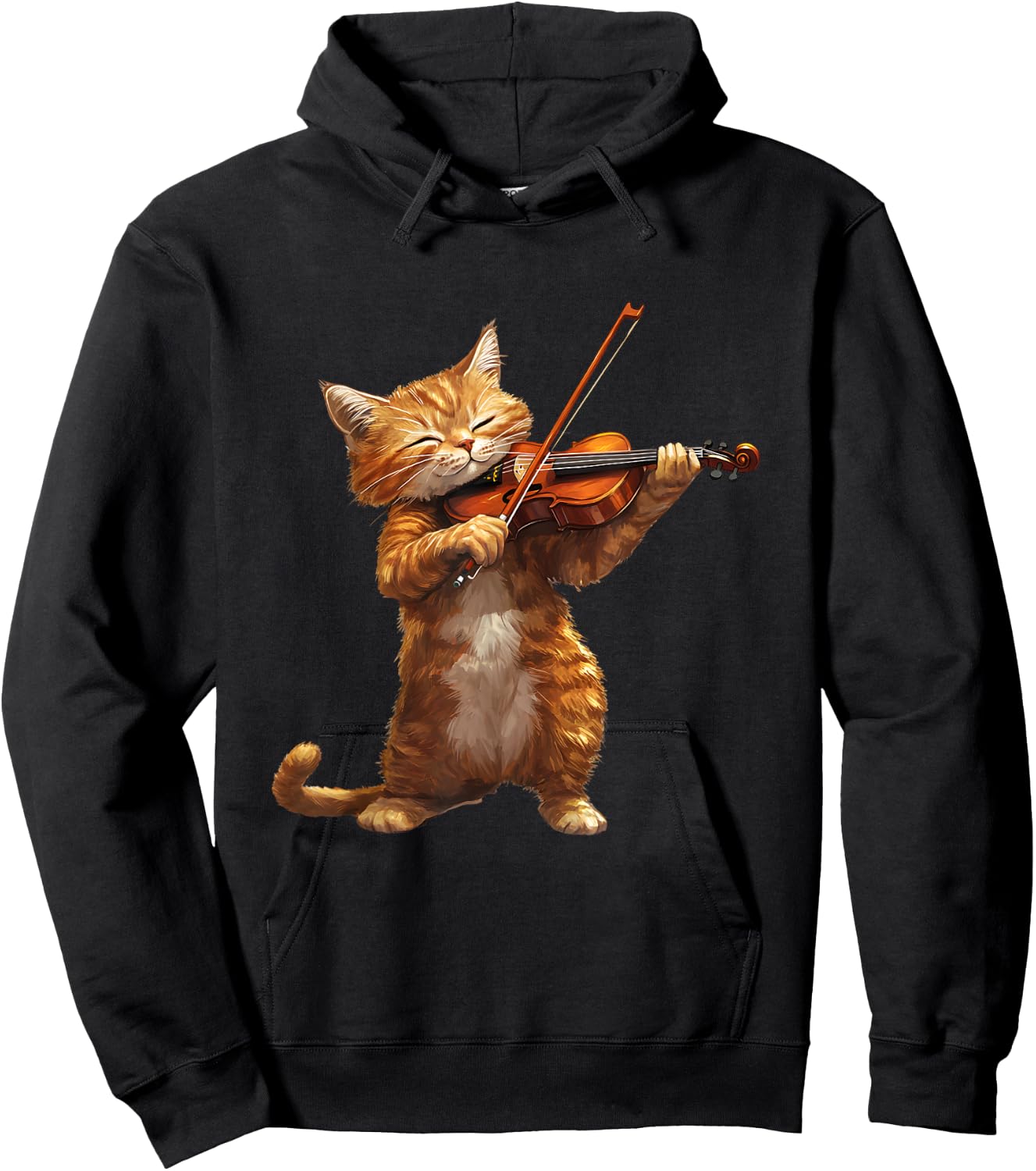 Funny Cat playing Violin for Cat and Violins lovers Music Hoodie - Hoodie | Black