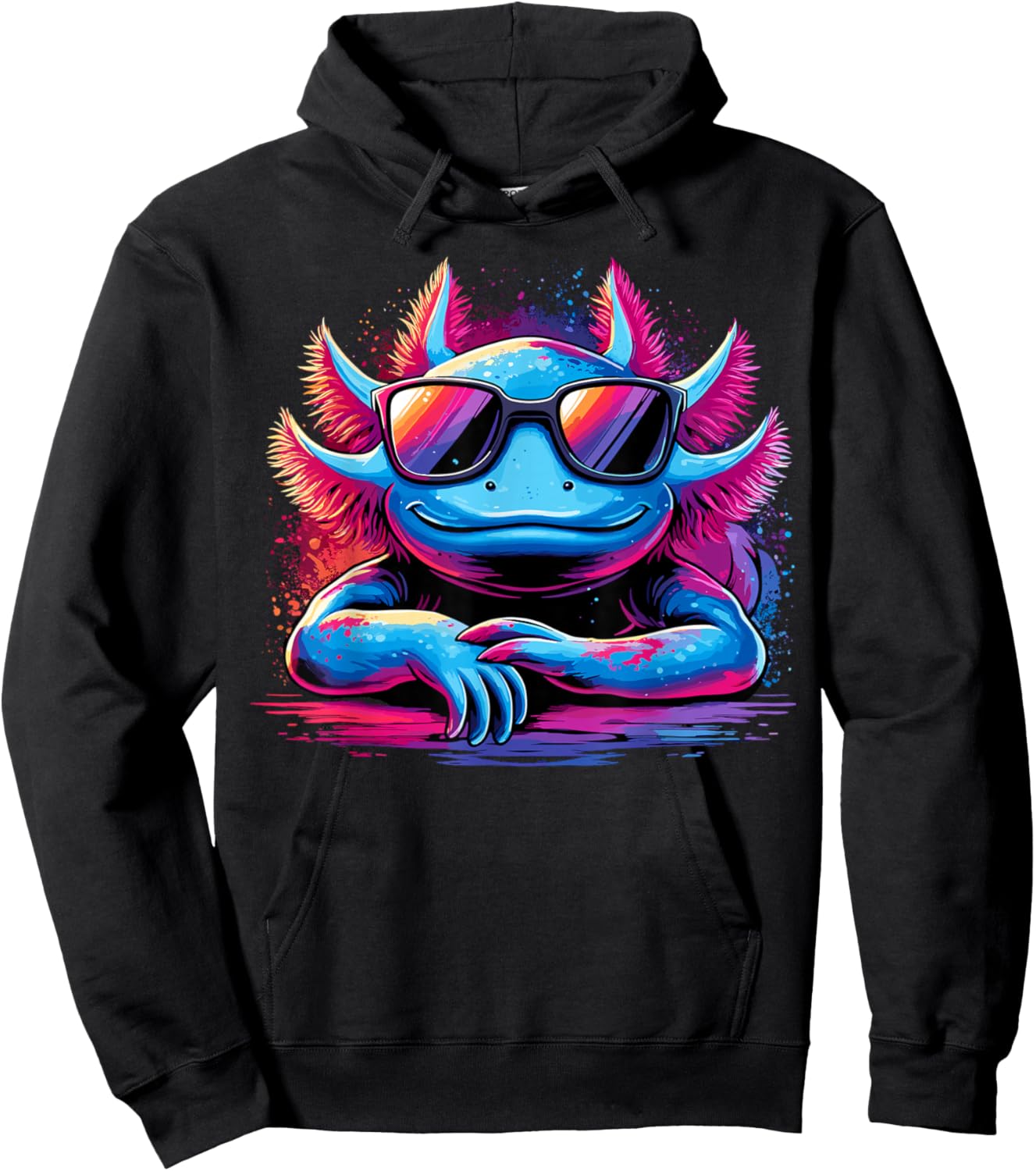 Axolotl Colorful Anime Cute Kawaii Axolotl Hoodie - Hoodie | Black