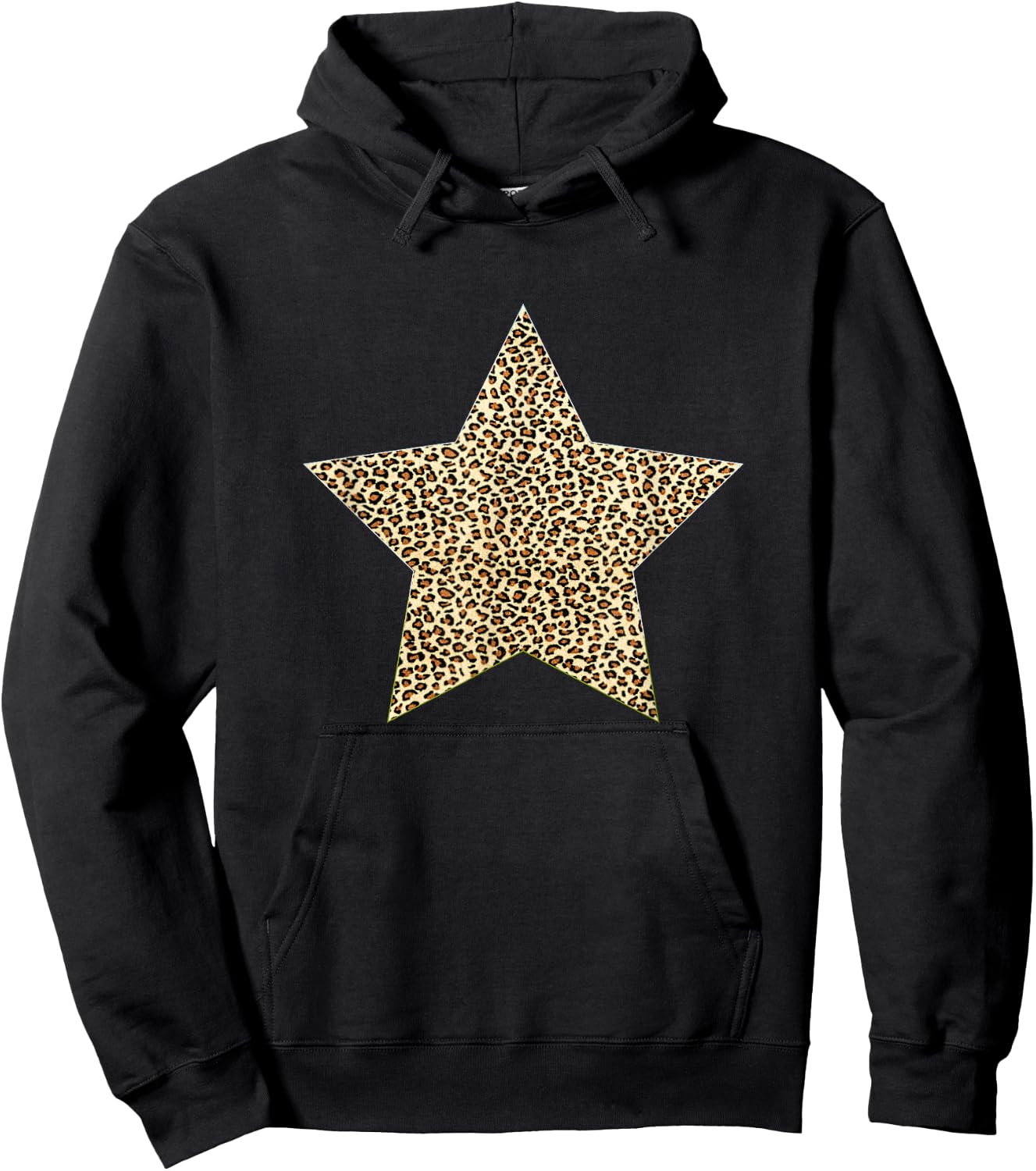 Star Shape - Cute Cheetah Leopard Print Graphic Hoodie - Hoodie | Black