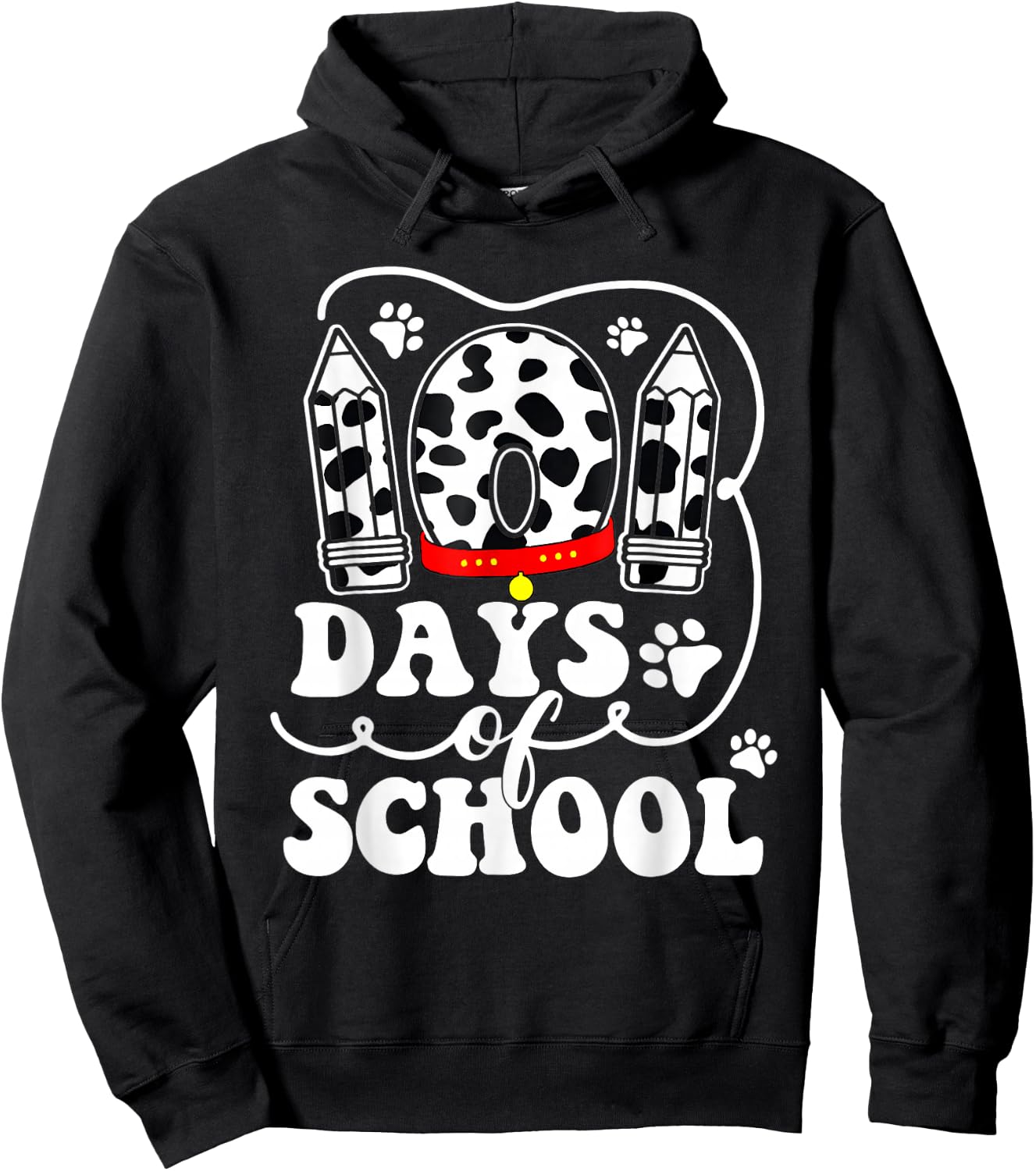 Happy 101 Days School Cute Dog Lover 100 Days Student Kids Hoodie - Hoodie | Black
