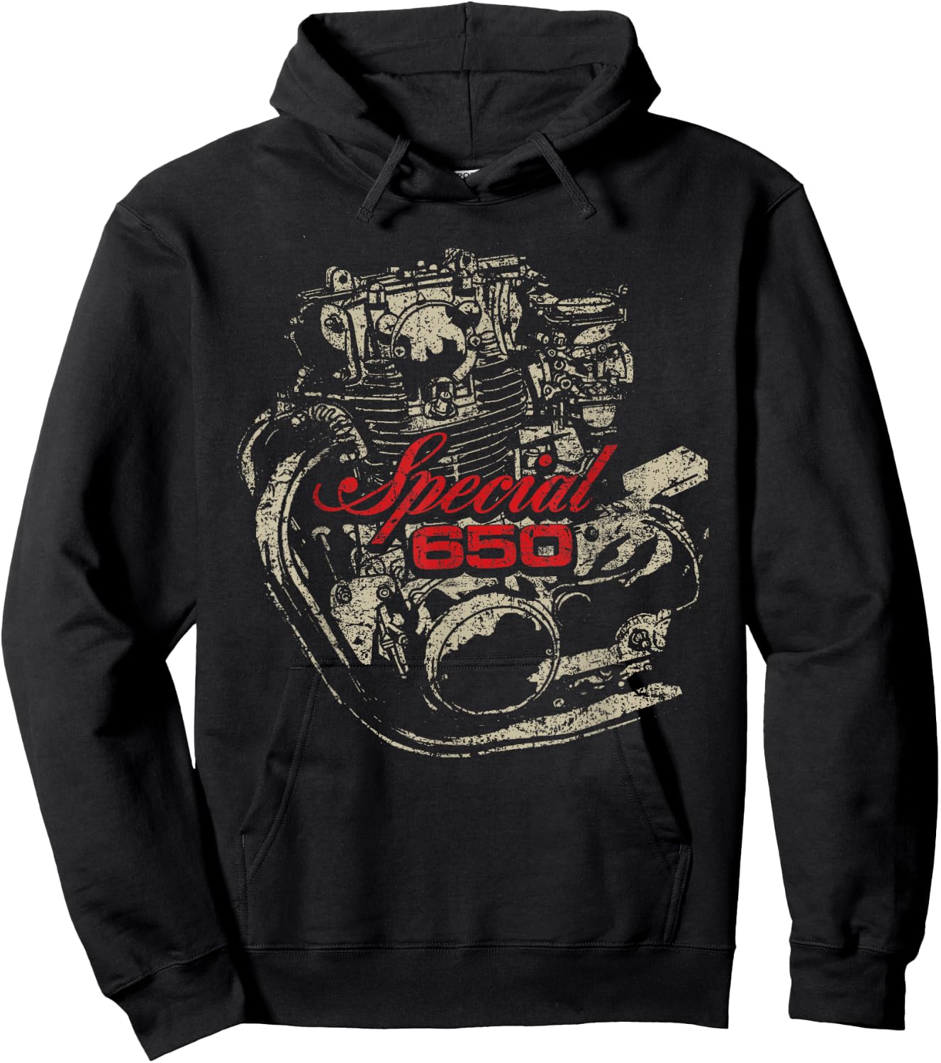 XS650 Special Engine Distressed Retro Design Hoodie - Hoodie | Black
