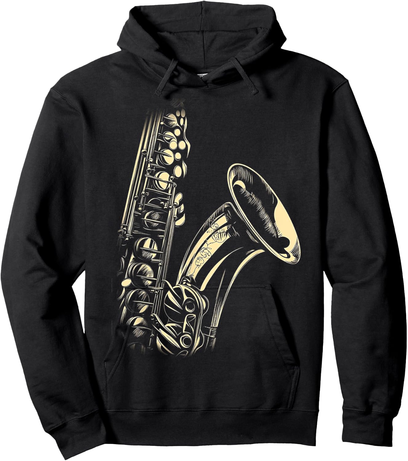 Saxophone Music Instrument Motif Illustration Saxophone Hoodie - Hoodie | Black