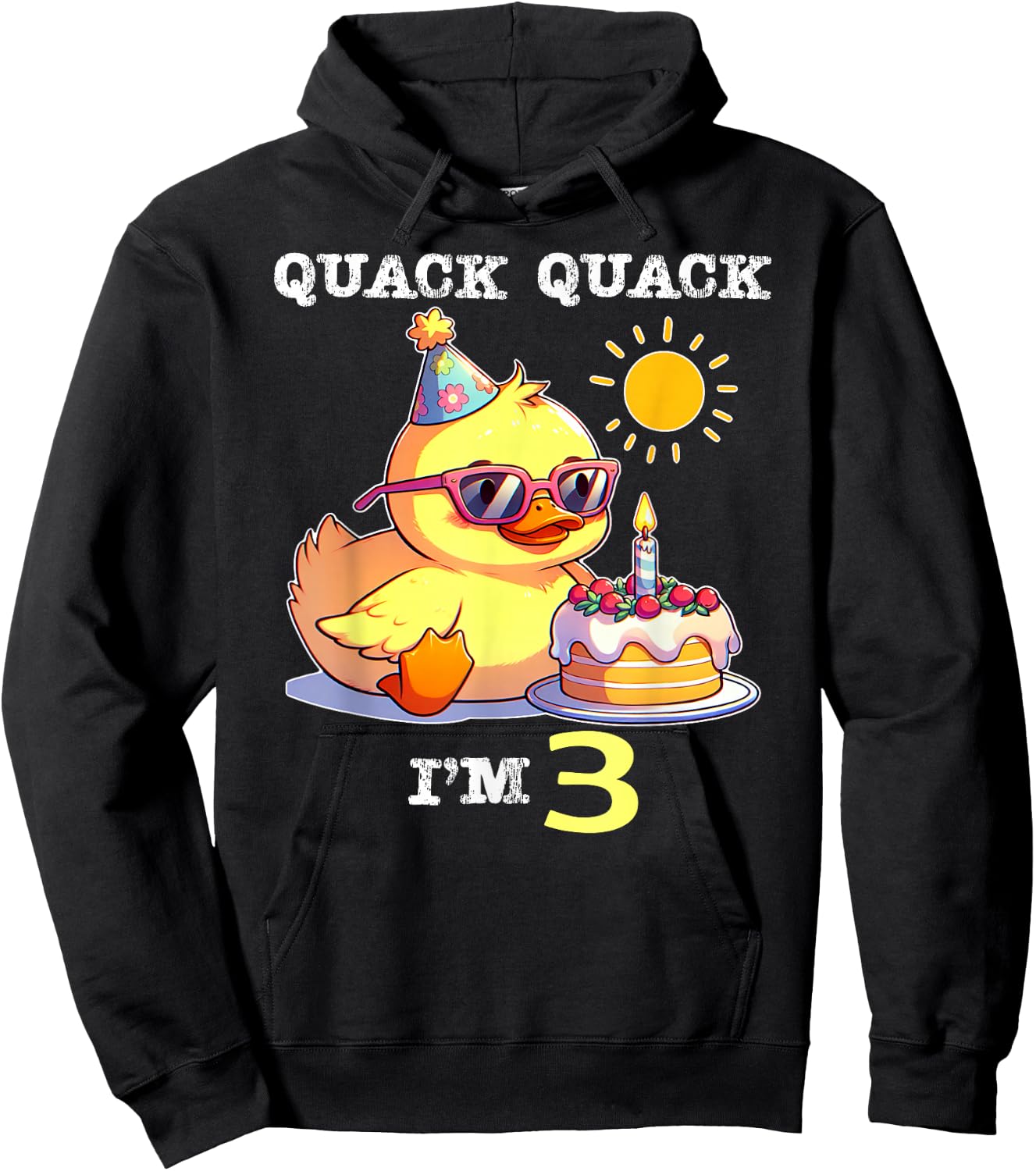 Kids 3rd Birthday Quack Im 3 Cute Duck Toddler Boy Girl Hoodie - Hoodie | Black