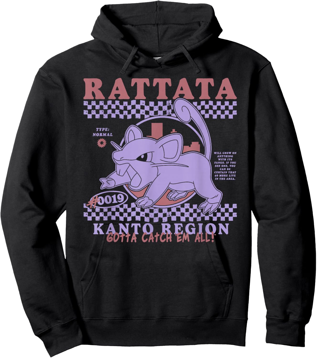 Pokémon Rattata Kanto Region Gotta Catch'em All! #0019 Hoodie - Hoodie | Black