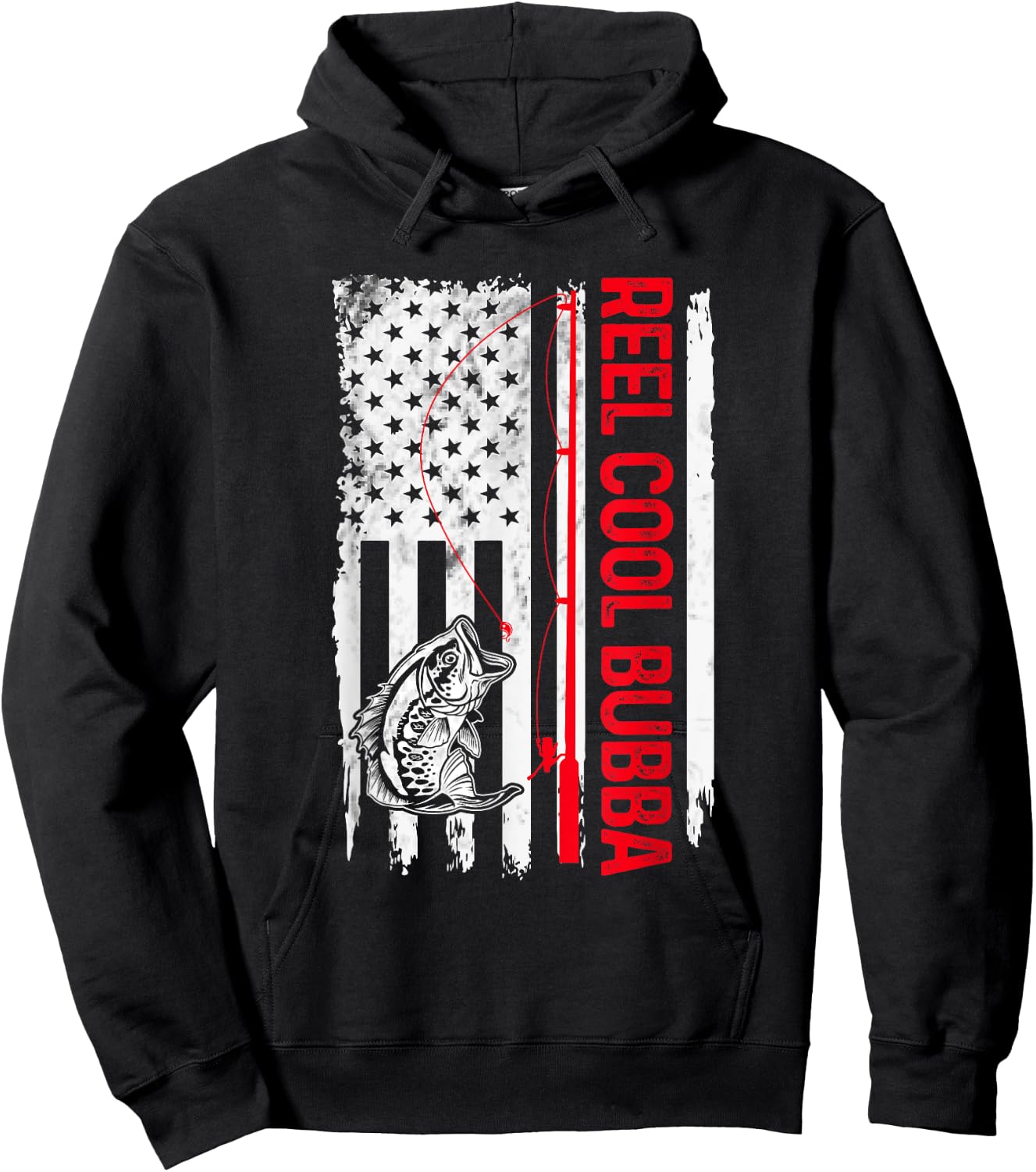 Reel Cool Bubba Fishing American Flag Funny Brother Hoodie - Hoodie | Black