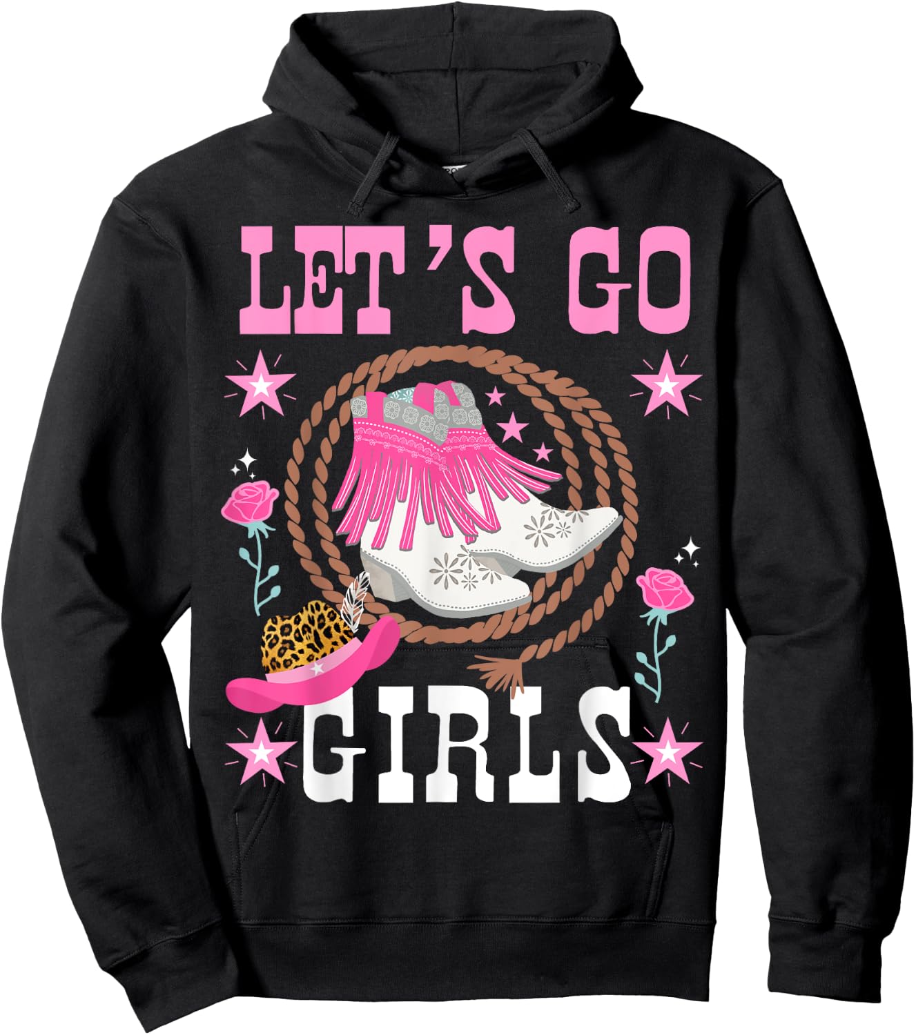 Western Cowgirls Country Western Rodeo Let's Go , Black, S Hoodie - Hoodie | Black