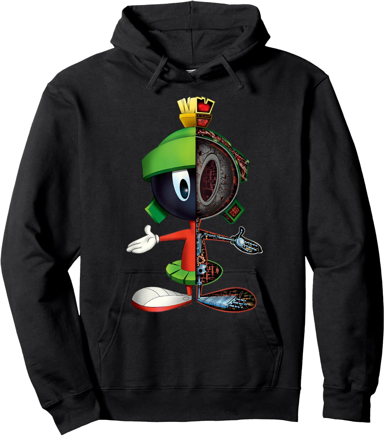 Looney Tunes Marvin Martian Half Skeleton Hoodie - Hoodie | Black
