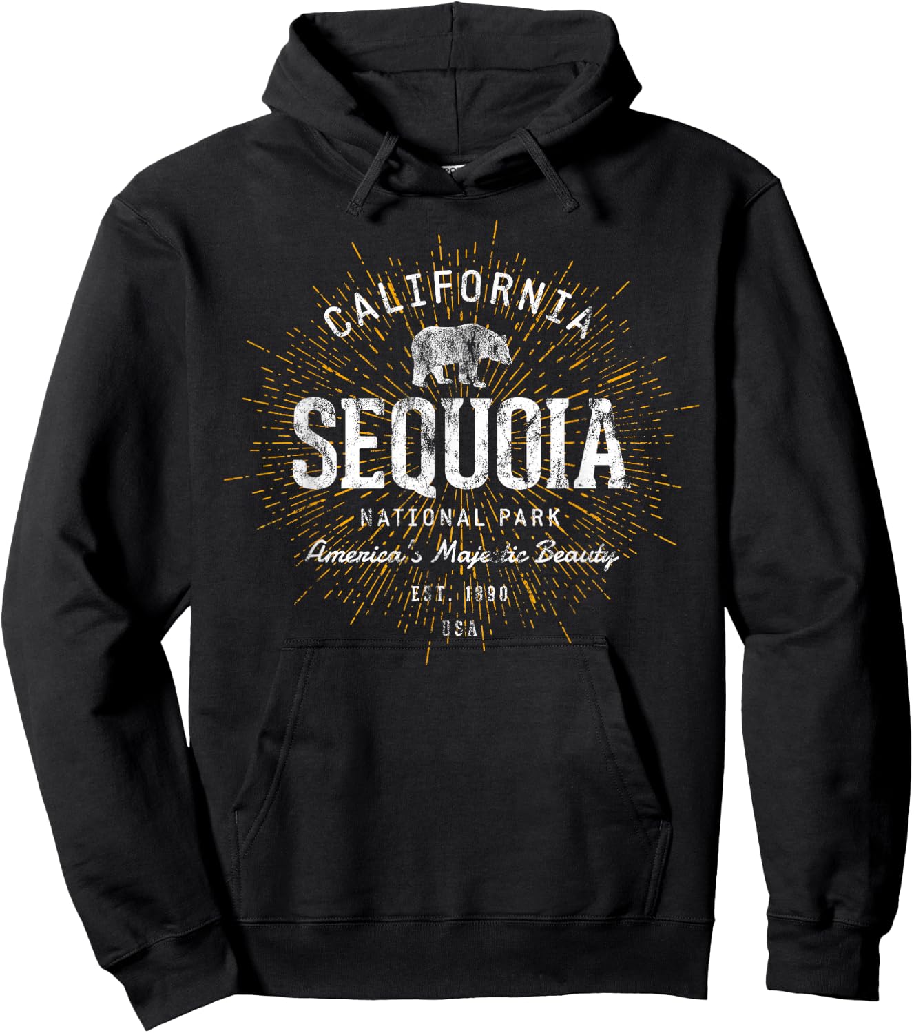 Retro Sequoia National Park Vintage Hoodie - Hoodie | Black