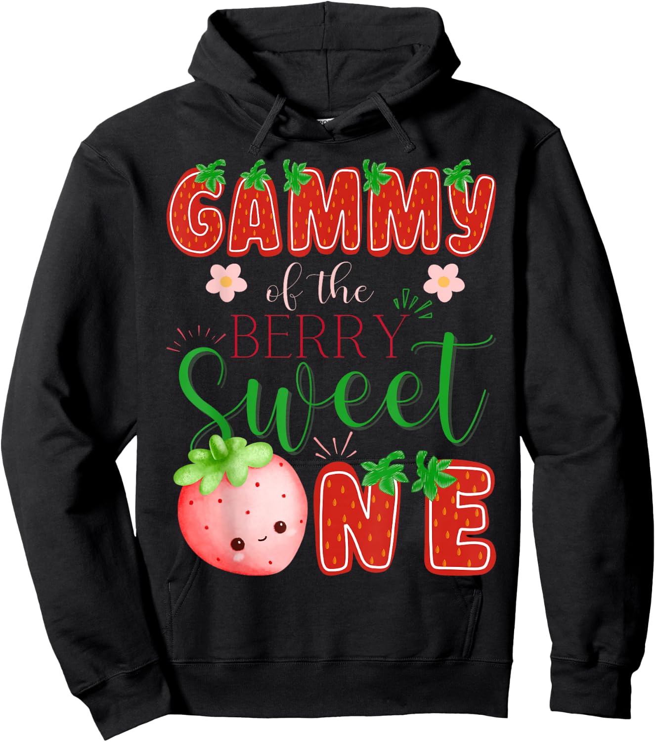Gammy Of The Berry Sweet One 1St Birthday Strawberry Hoodie - Hoodie | Black
