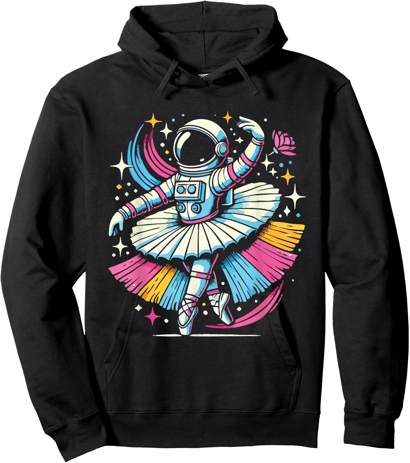 Astronaut Ballerina Cosmic Dance Stars Universe Funny Hoodie - Hoodie | Black
