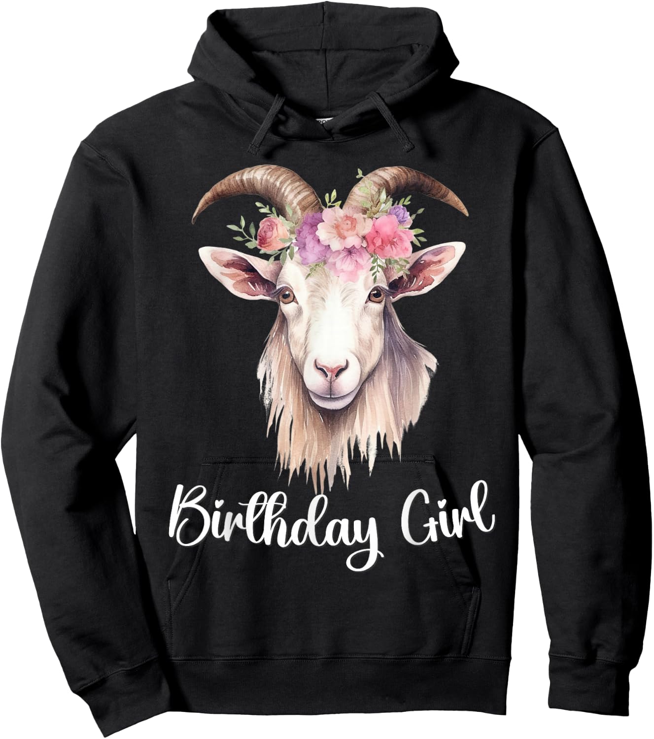 Goat with Flowers for the Birthday Girl Hoodie - Hoodie | Black