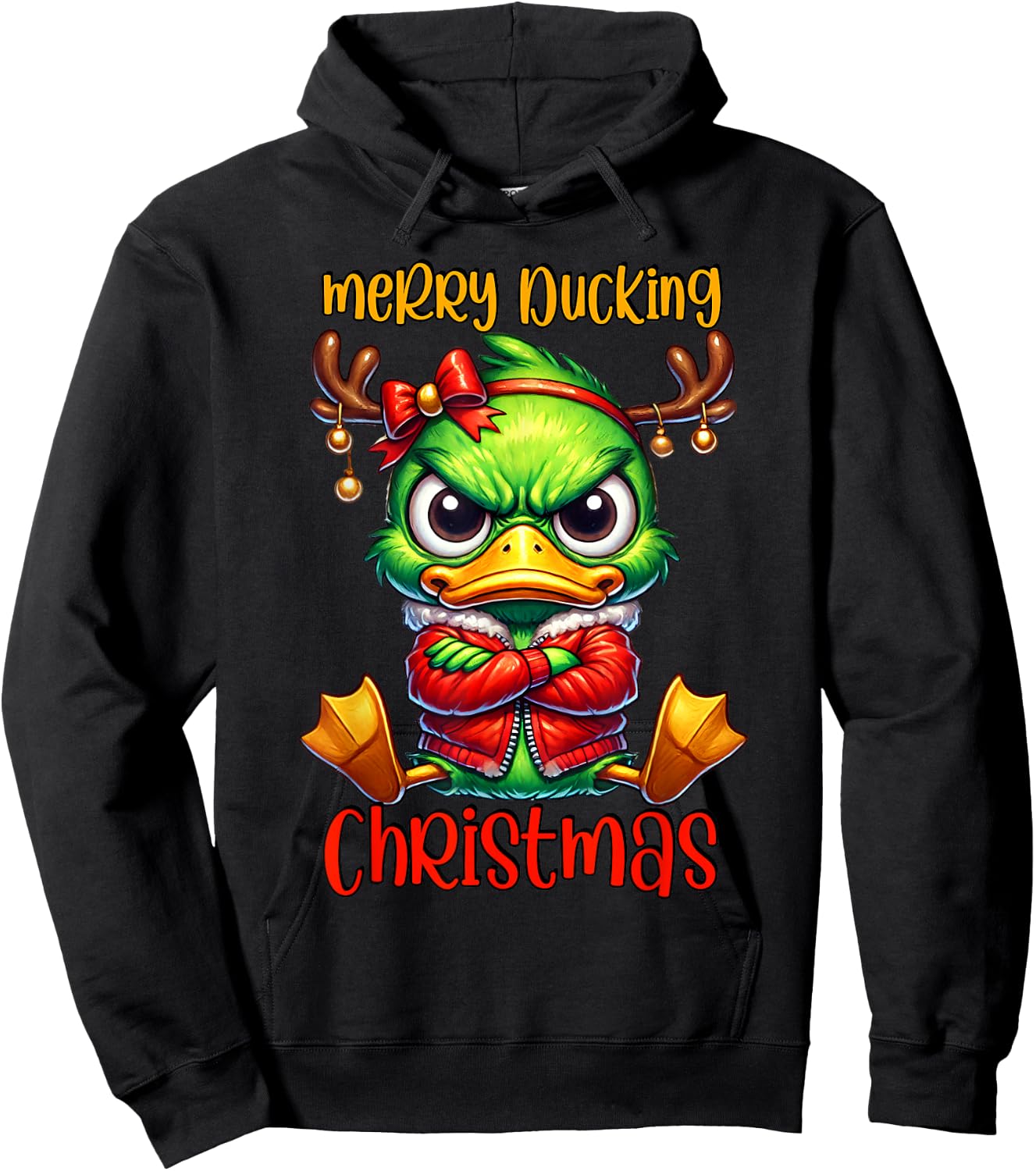 Ducking Christmas Ugly Xmas Christmas Duck Hoodie - Hoodie | Black