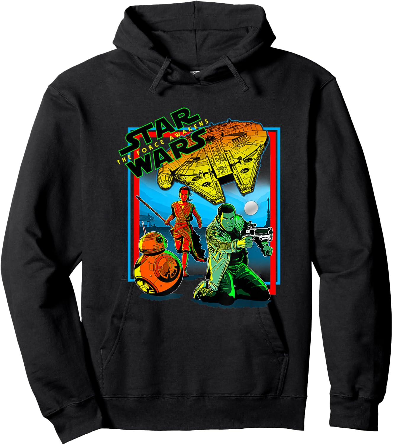 Star Wars The Force Awakens Ray Finn BB-8 Comic Cover Style Hoodie - Hoodie | Black