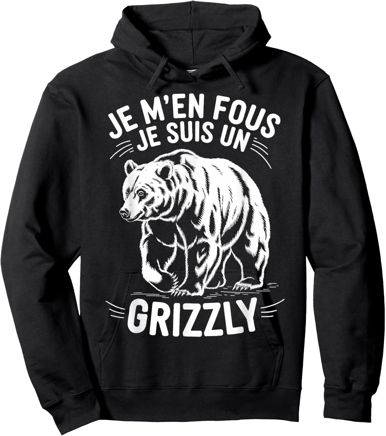 I don't care I'm a grizzly animal gift funny grizzly , Black, S Hoodie - Hoodie | Black
