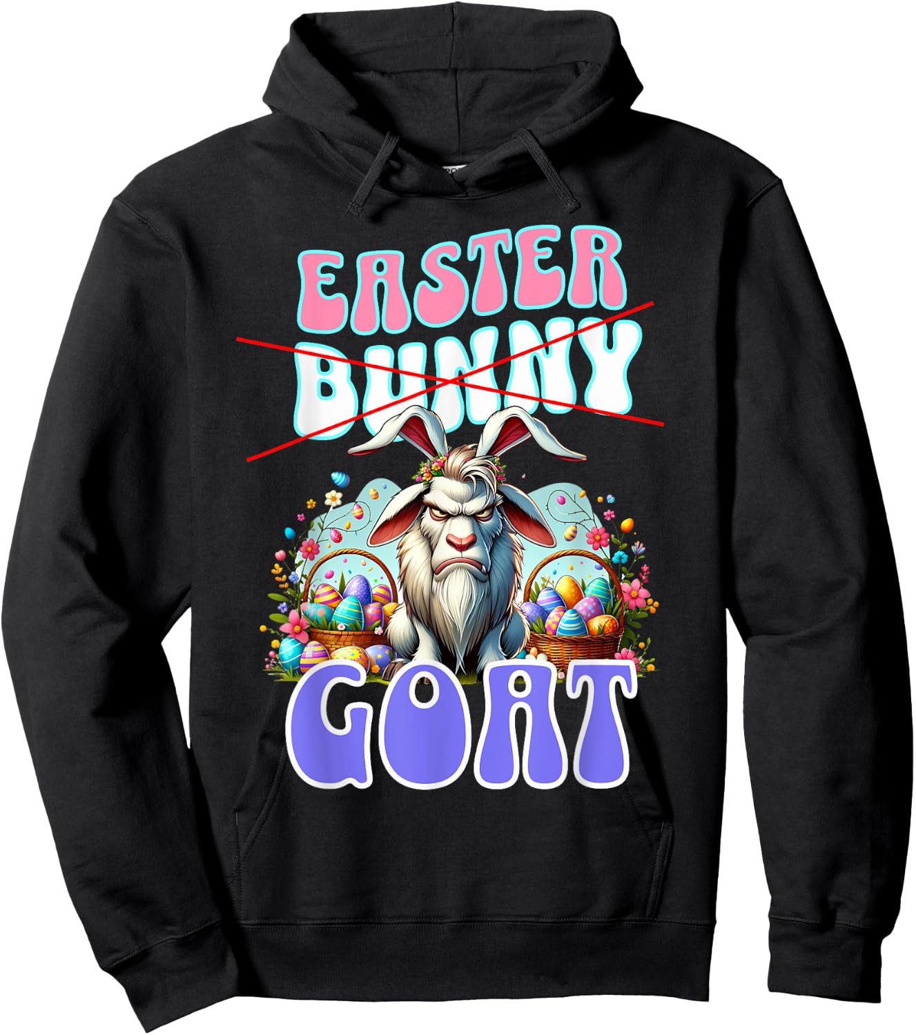 Easter GOAT; Funny Billy Goat, Easter Basket Hoodie - Hoodie | Black
