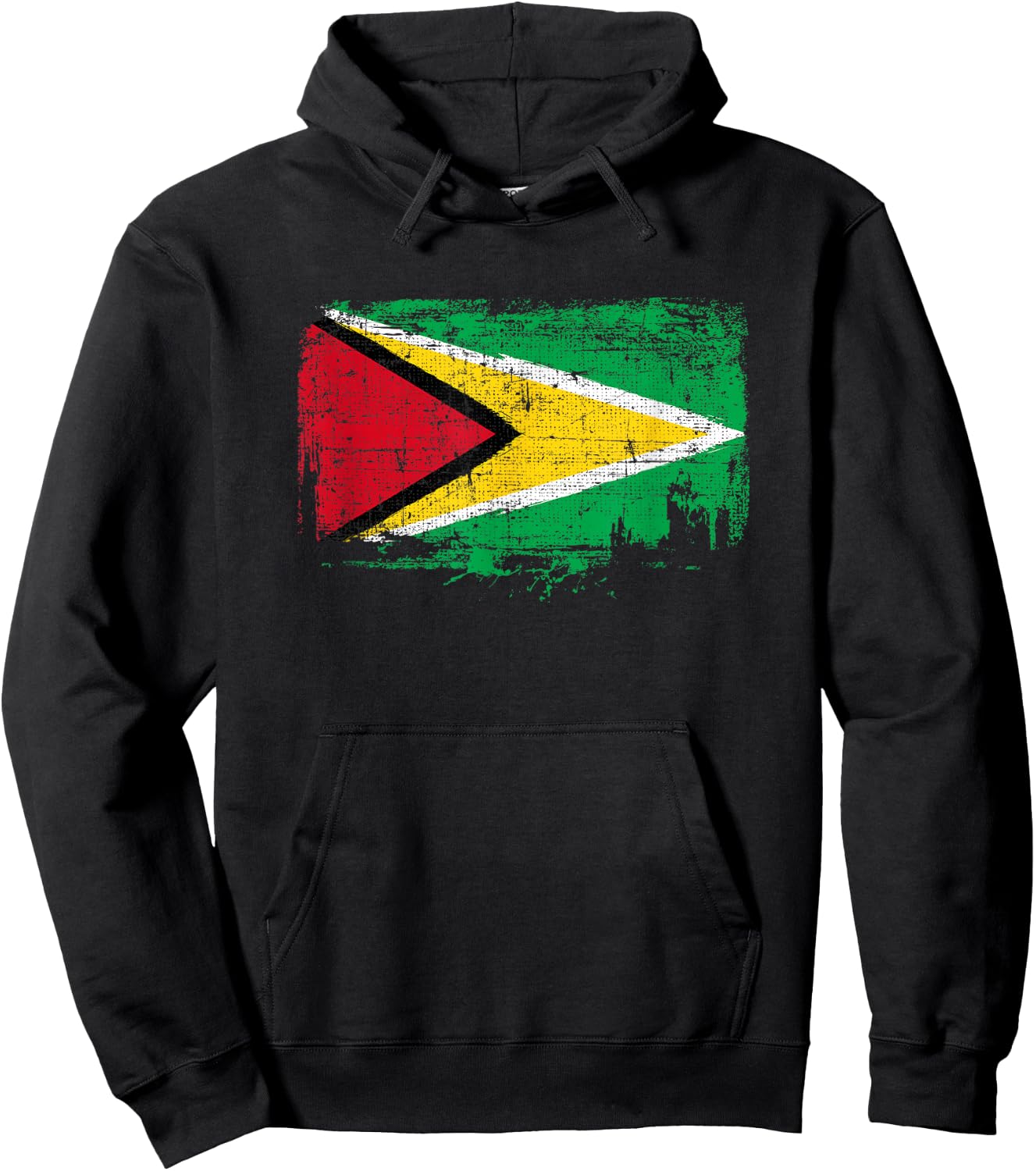 Guyana Flag Pride Gift Distressed Vintage Style Hoodie - Hoodie | Black