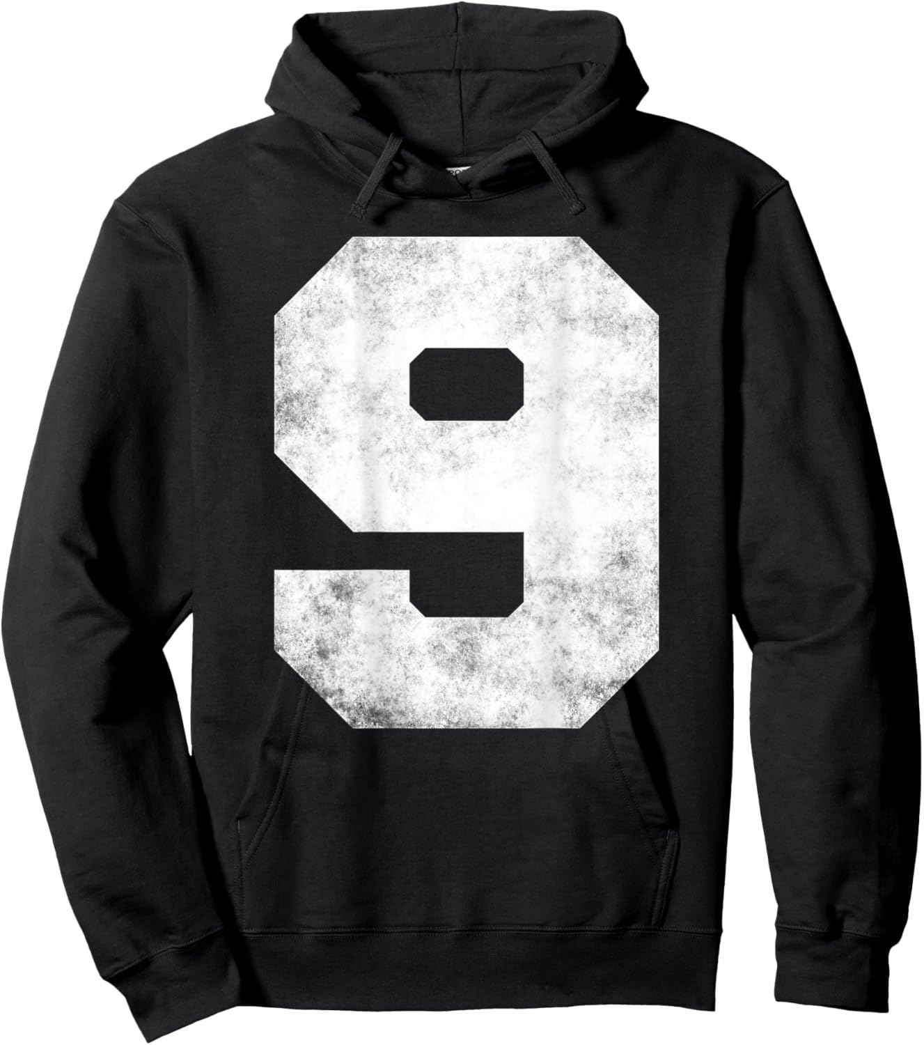 Big Distressed Number "9" Nine Numeric Digits Hoodie - Hoodie | Black